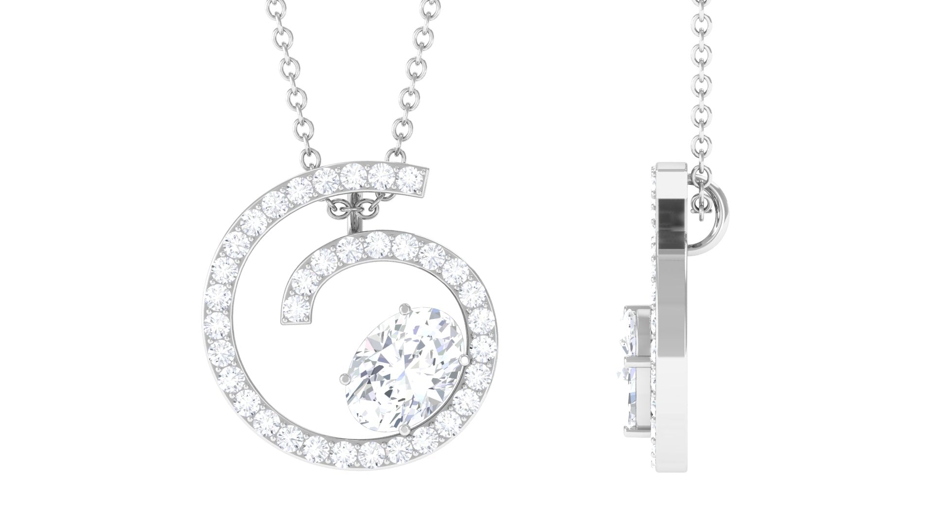 1.25 CT Contemporary Swirl Pendant with Moissanite in Gold