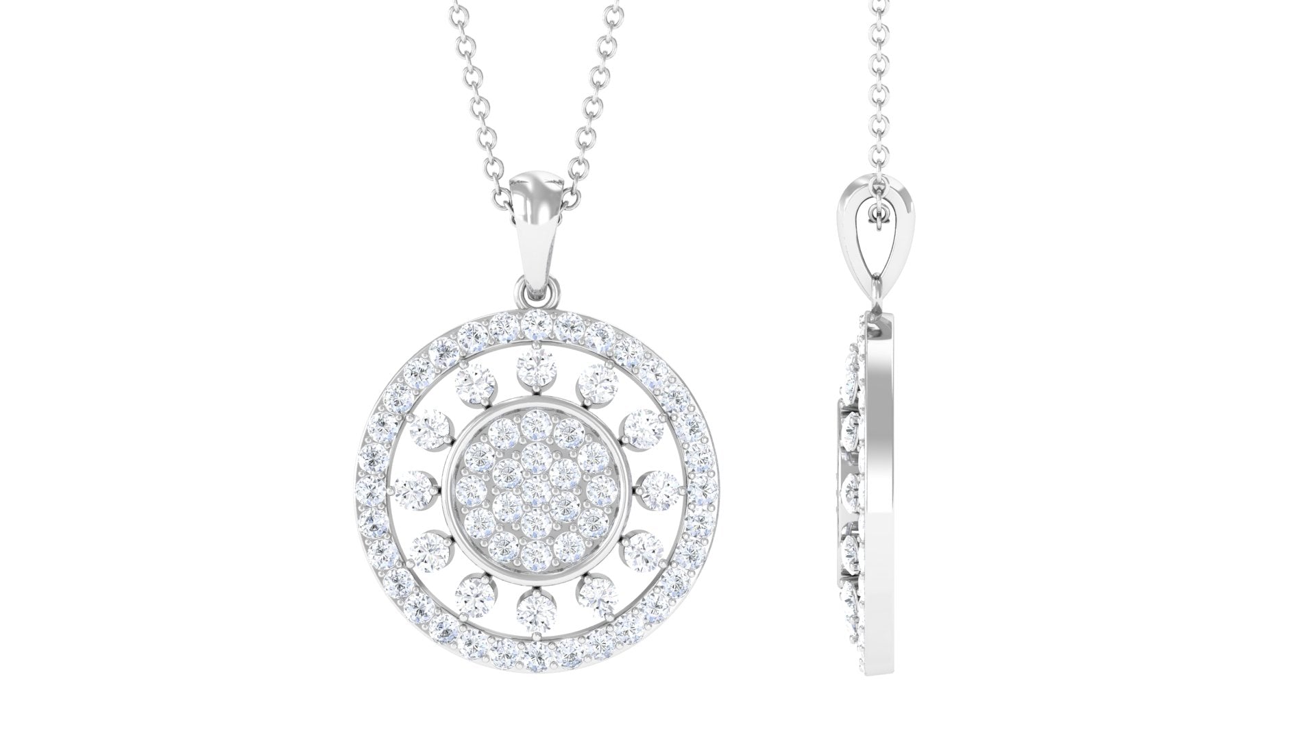 2.25 CT Pave Moissanite Round Vintage Pendant Necklace
