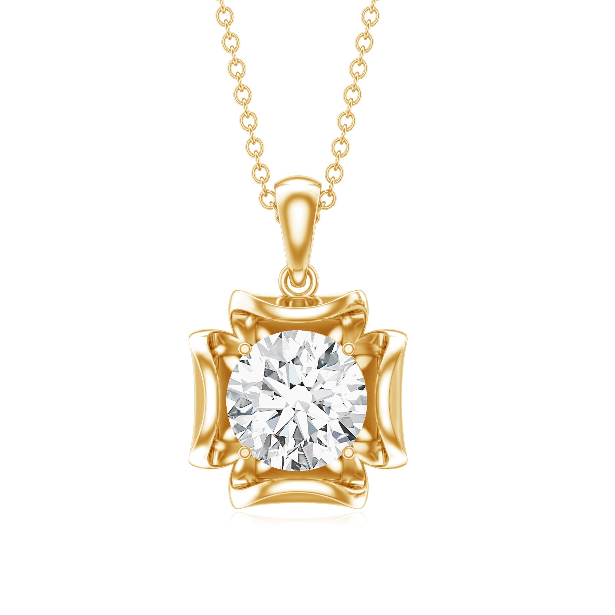 Certified Moissanite Solitaire Pendant in Prong Setting D-VS1 - Rosec Jewels