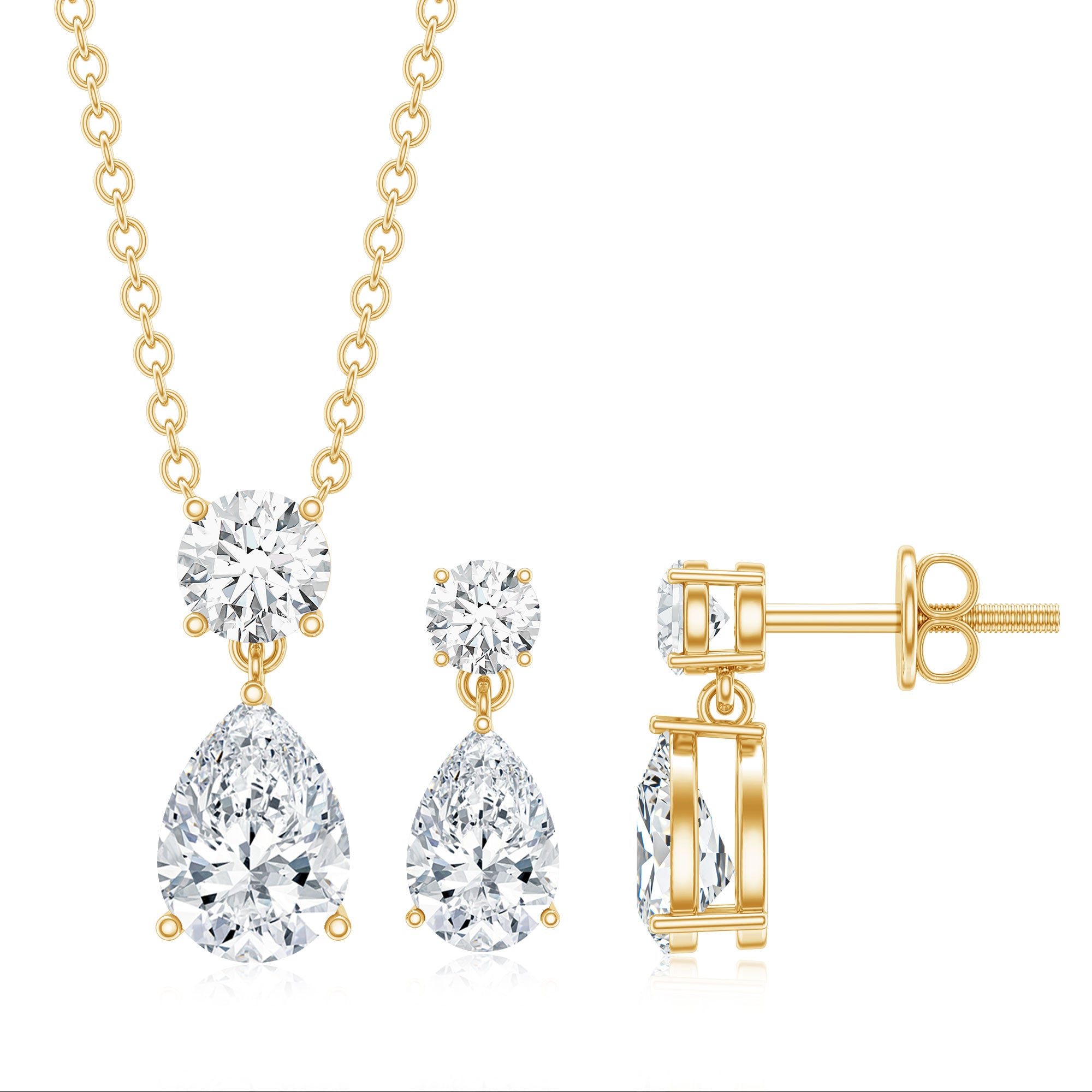 2.5 CT Moissanite Teardrop Two Stone Jewelry Set D-VS1 - Rosec Jewels