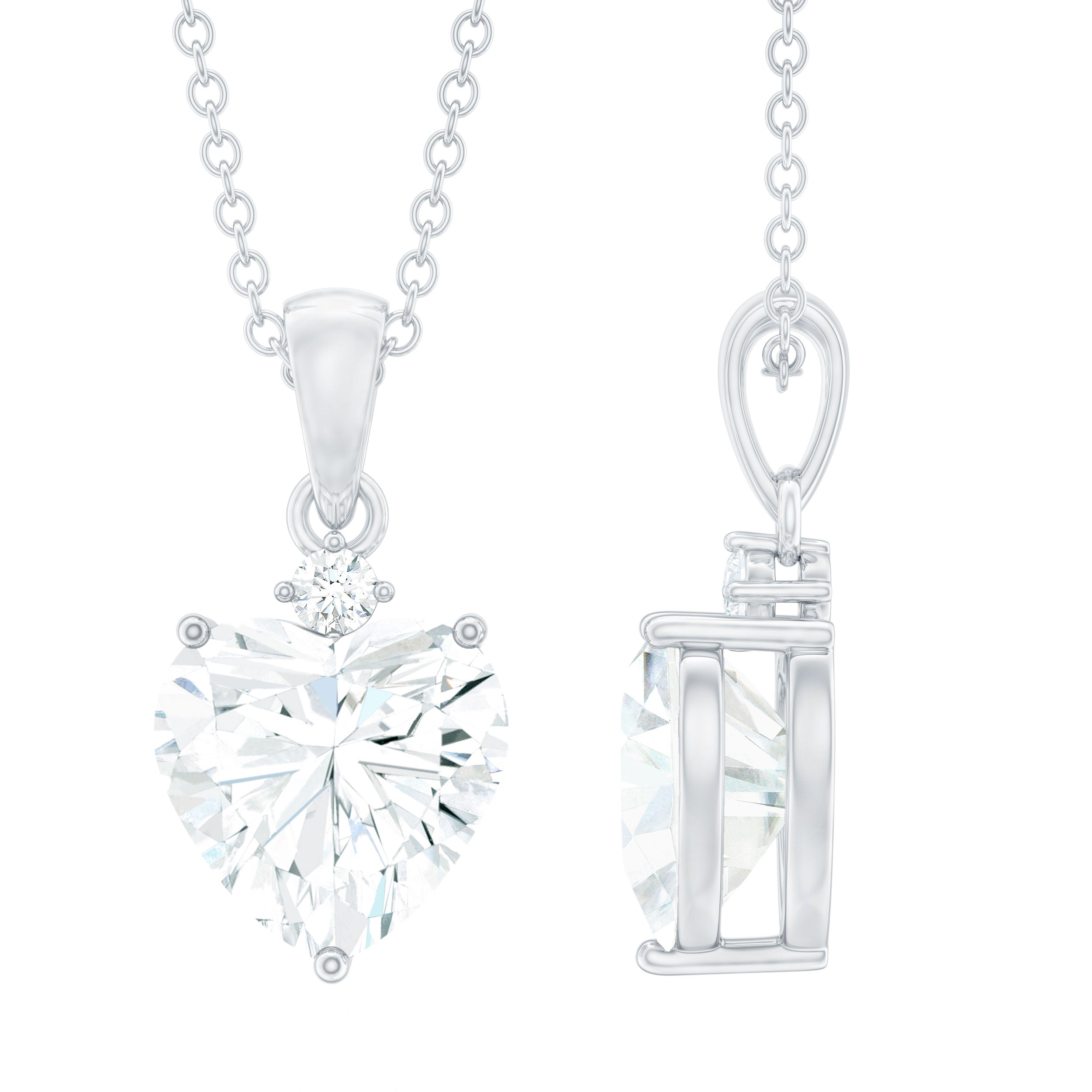 Certified Moissanite Solitaire Heart Shape Pendant