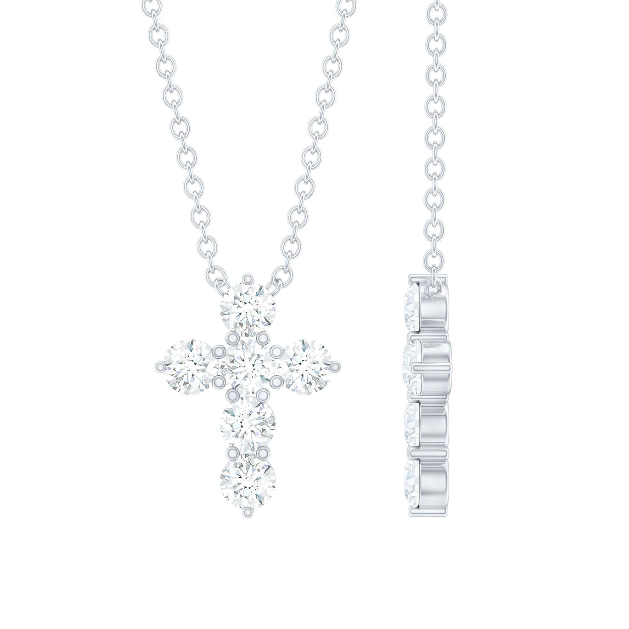 Moissanite kruis hanger ketting