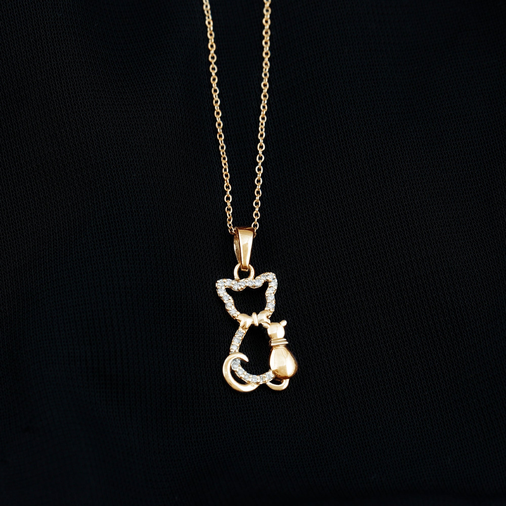 Certified Moissanite and Cat Pendant D-VS1 - Rosec Jewels