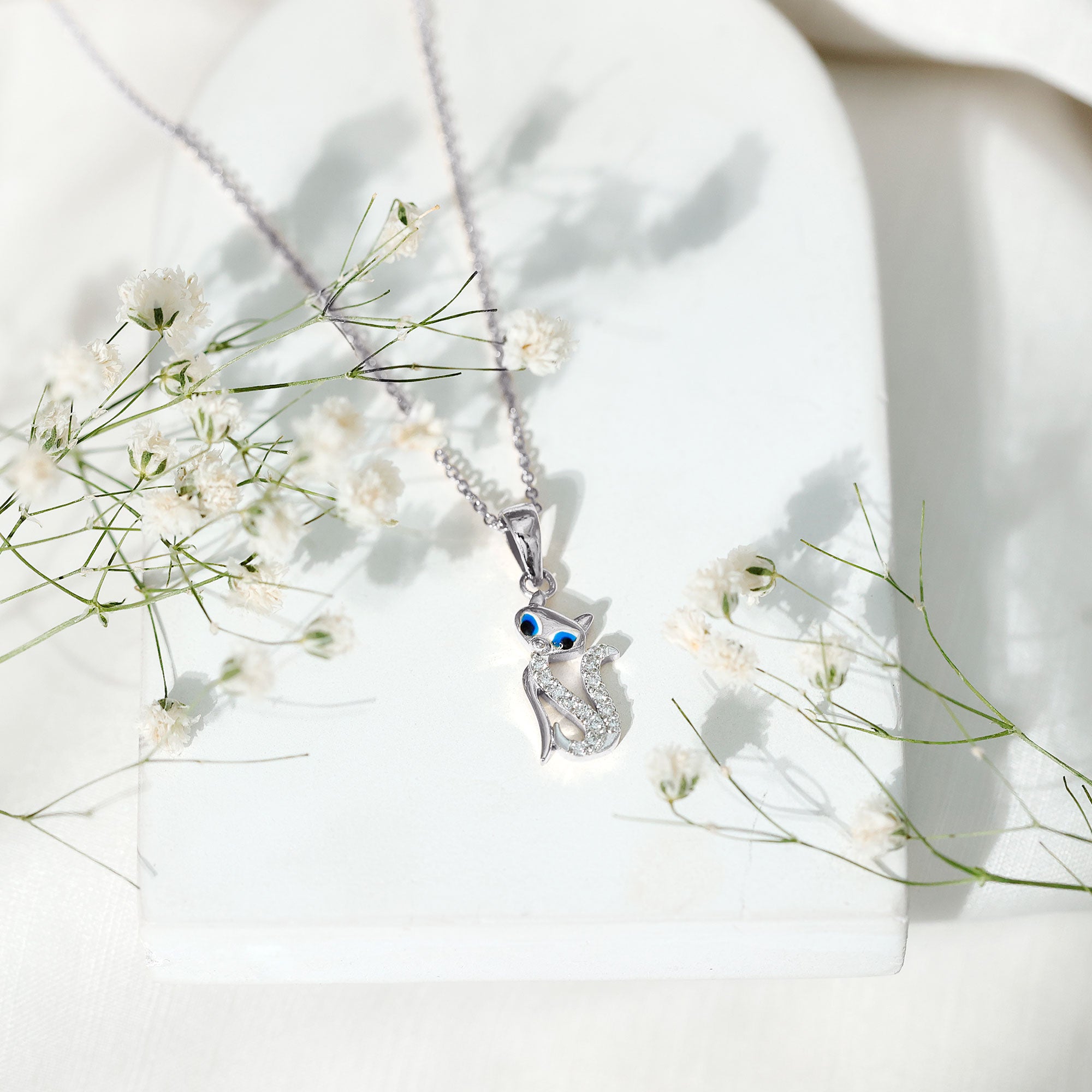Certified Diamond Kitty Necklace For Women Lab - ( EF-VS ) - Rosec Jewels