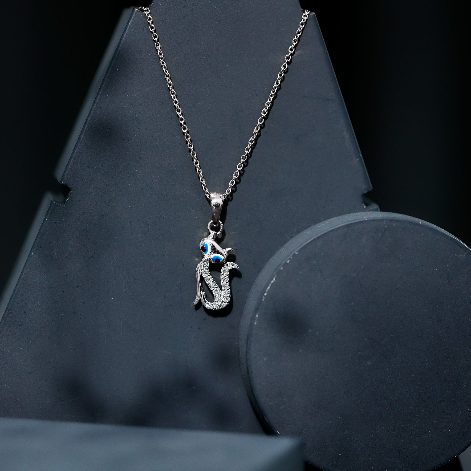 Certified Diamond Kitty Necklace For Women Lab - ( EF-VS ) - Rosec Jewels