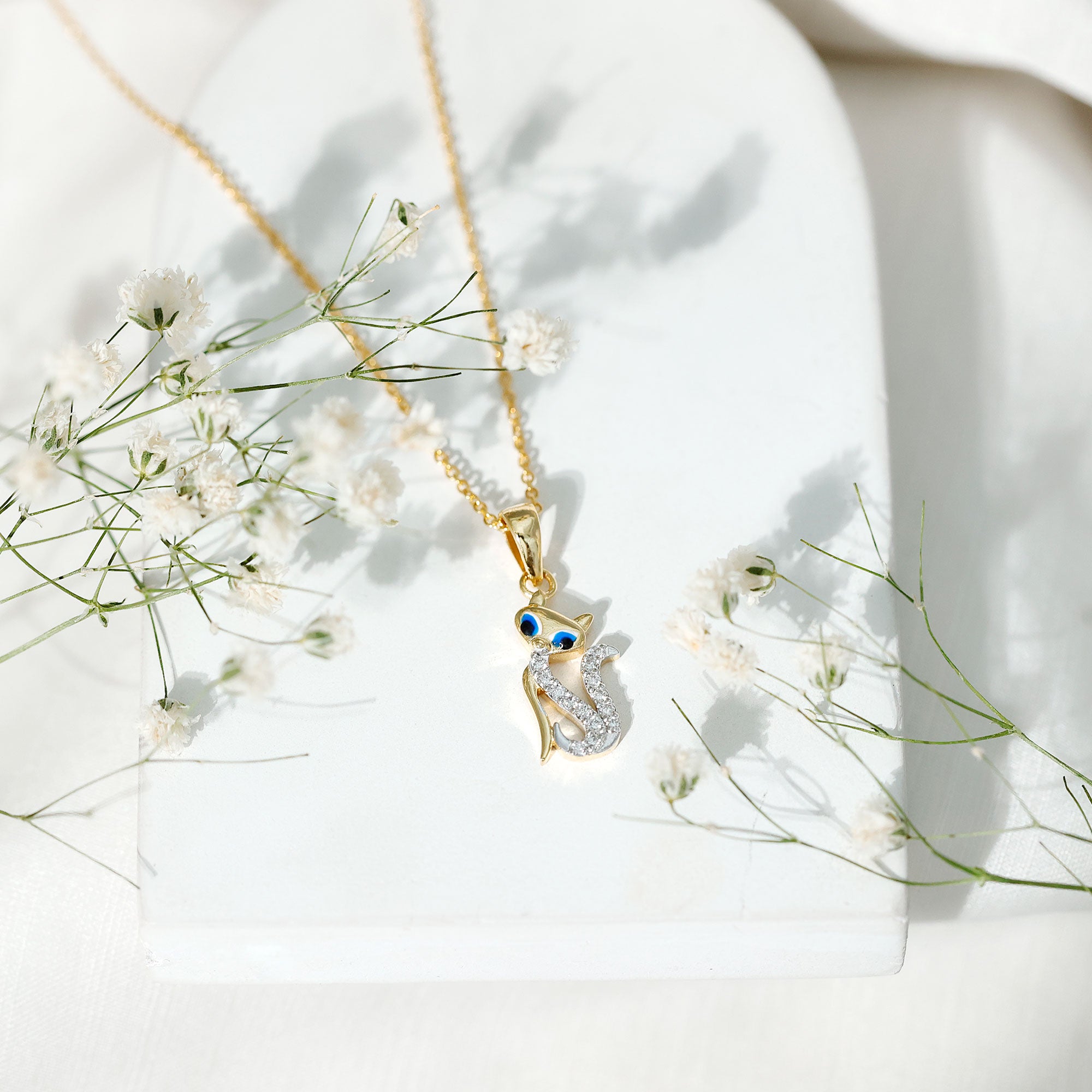 Certified Diamond Kitty Necklace For Women Lab - ( EF-VS ) - Rosec Jewels