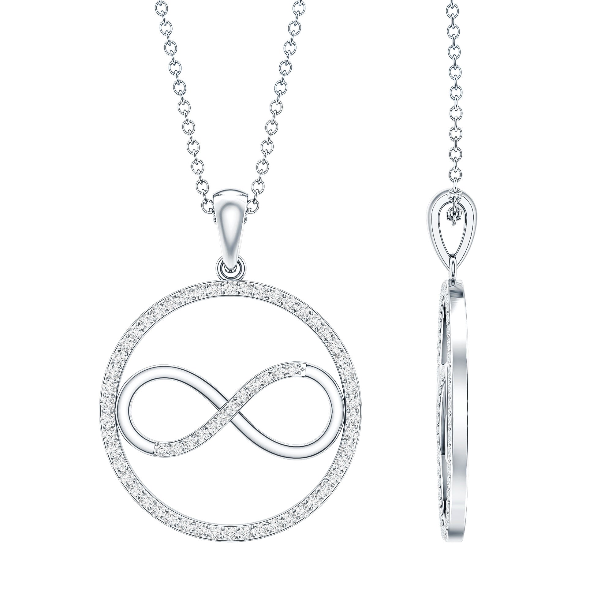 Diamonds Infinity Eternity Pendant Necklace Lab - ( EF-VS ) - Rosec Jewels