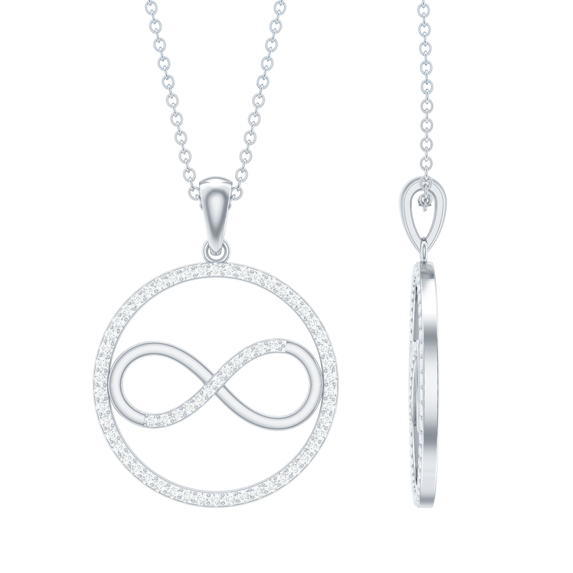Eternity Circle en Infinity hanger ketting met diamanten voor dames