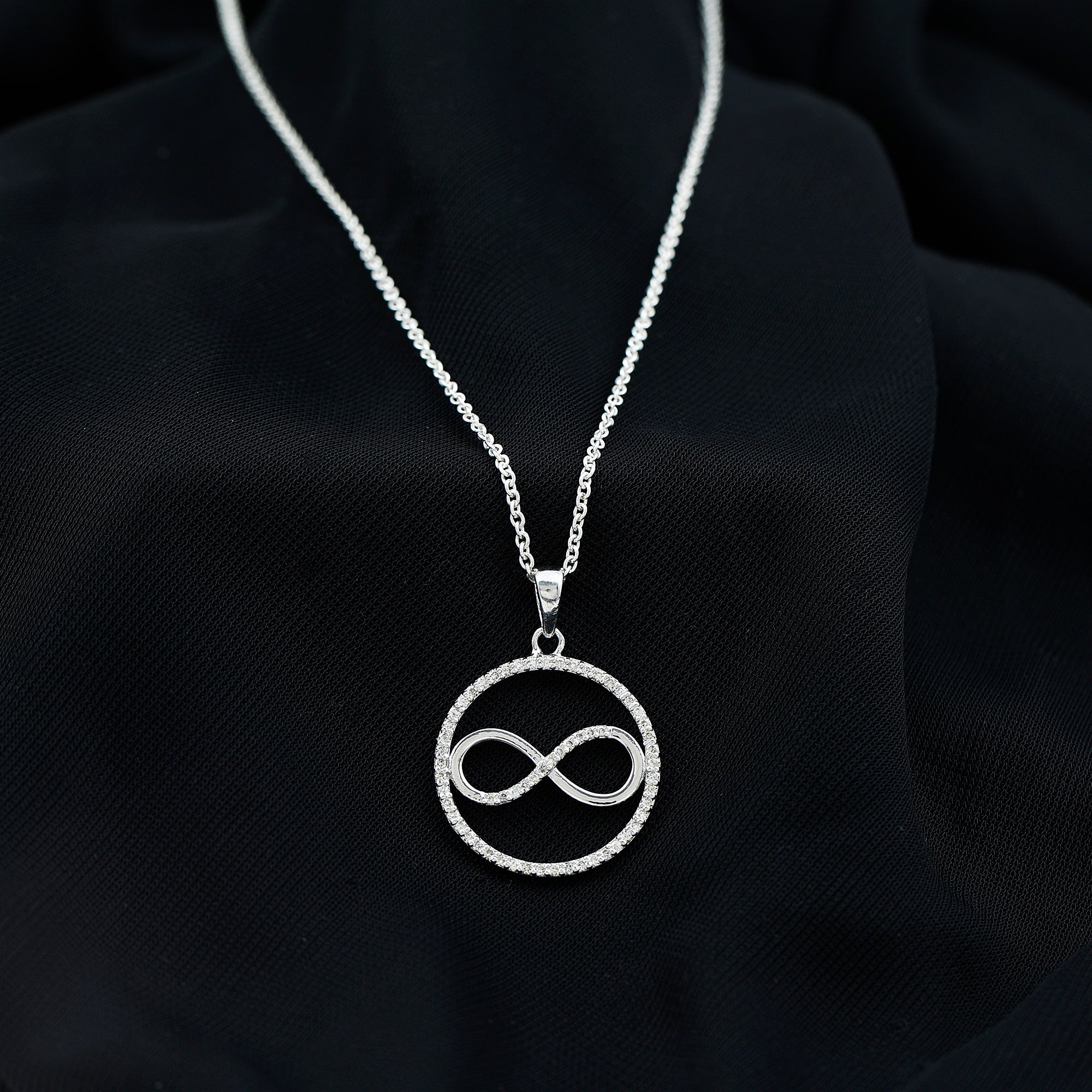 Rosec Jewels-Eternity Circle and Infinity Pendant Necklace with Diamonds For Women