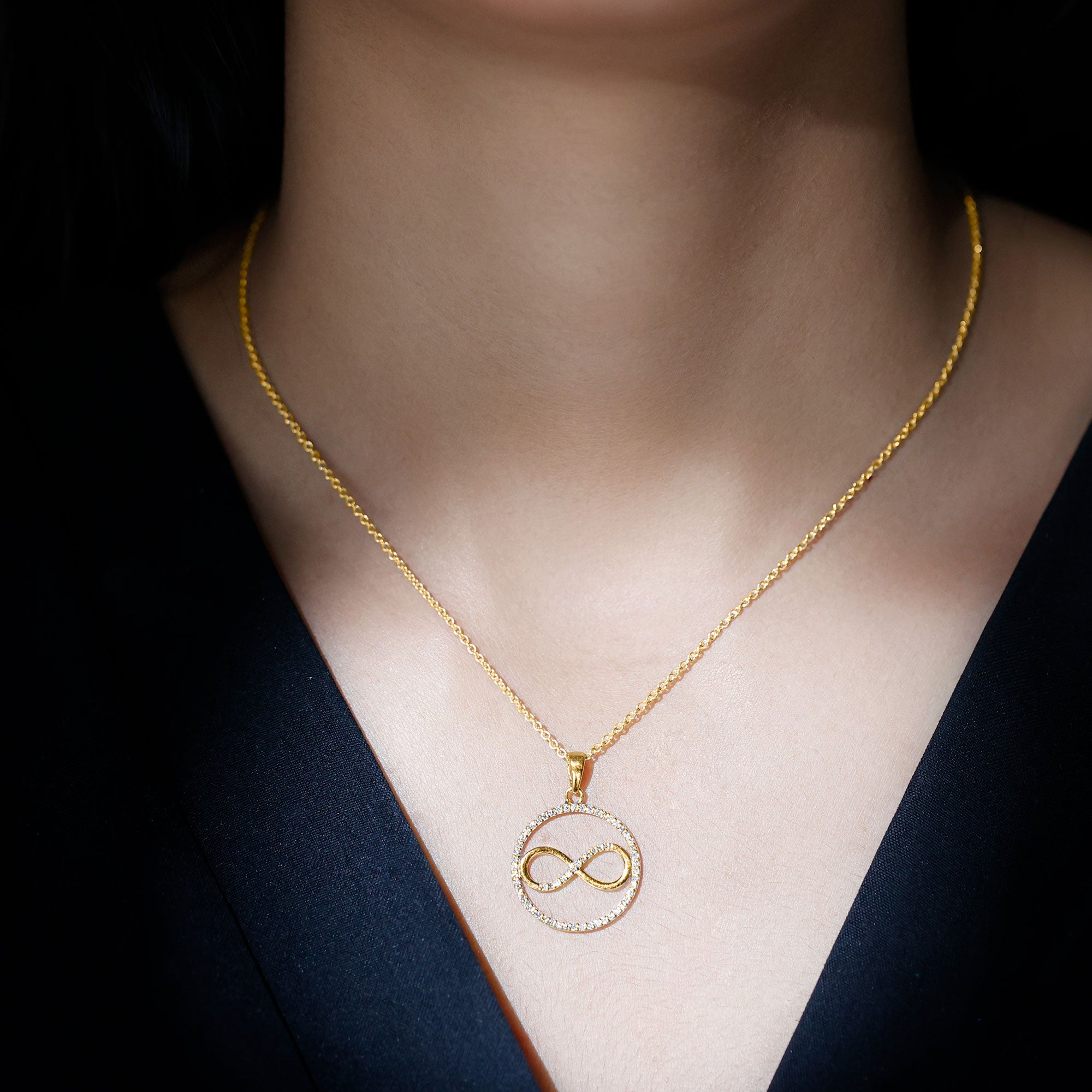 Diamonds Infinity Eternity Pendant Necklace Lab - ( EF-VS ) - Rosec Jewels