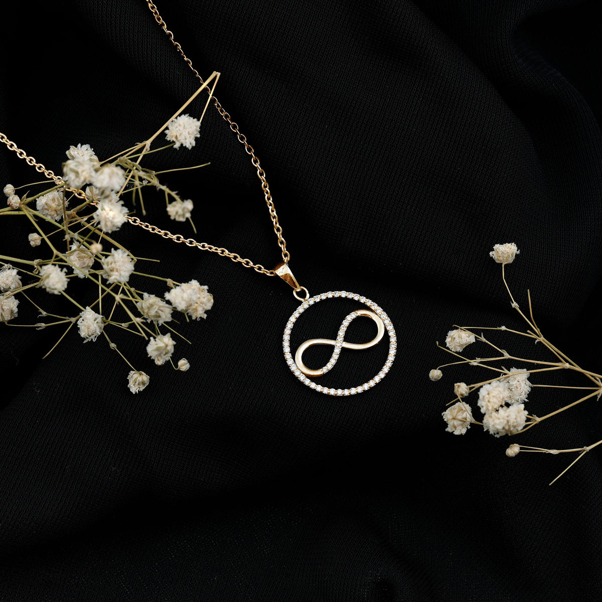 Diamonds Infinity Eternity Pendant Necklace Lab - ( EF-VS ) - Rosec Jewels