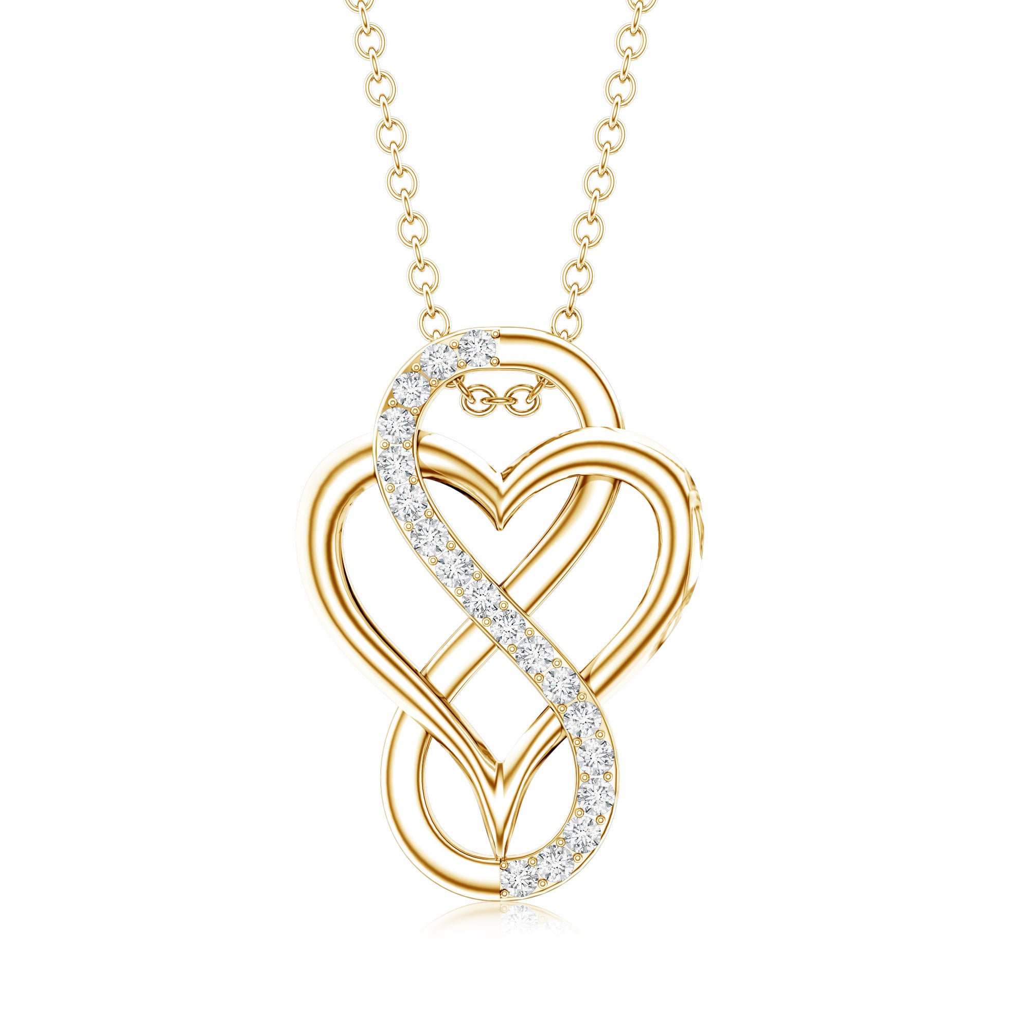Brilliant Cut Diamond Infinity Heart Necklace for Women Lab - ( EF-VS ) - Rosec Jewels