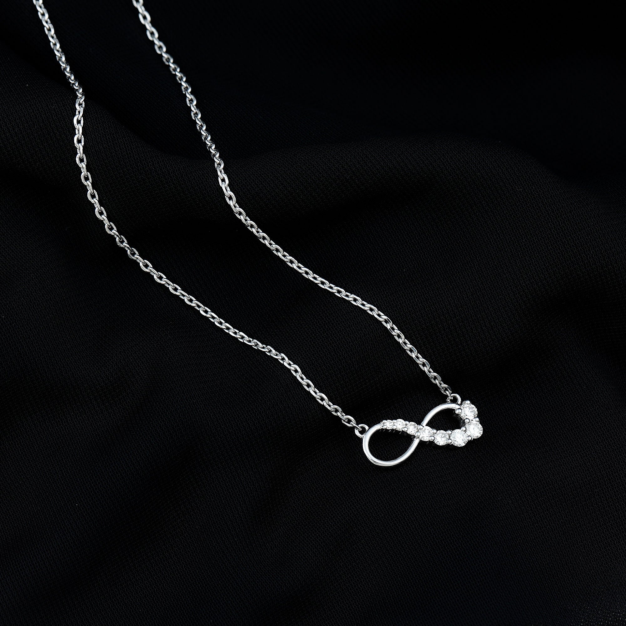 Diamond Infinity Pendant Necklace For Women Lab - ( EF-VS ) - Rosec Jewels