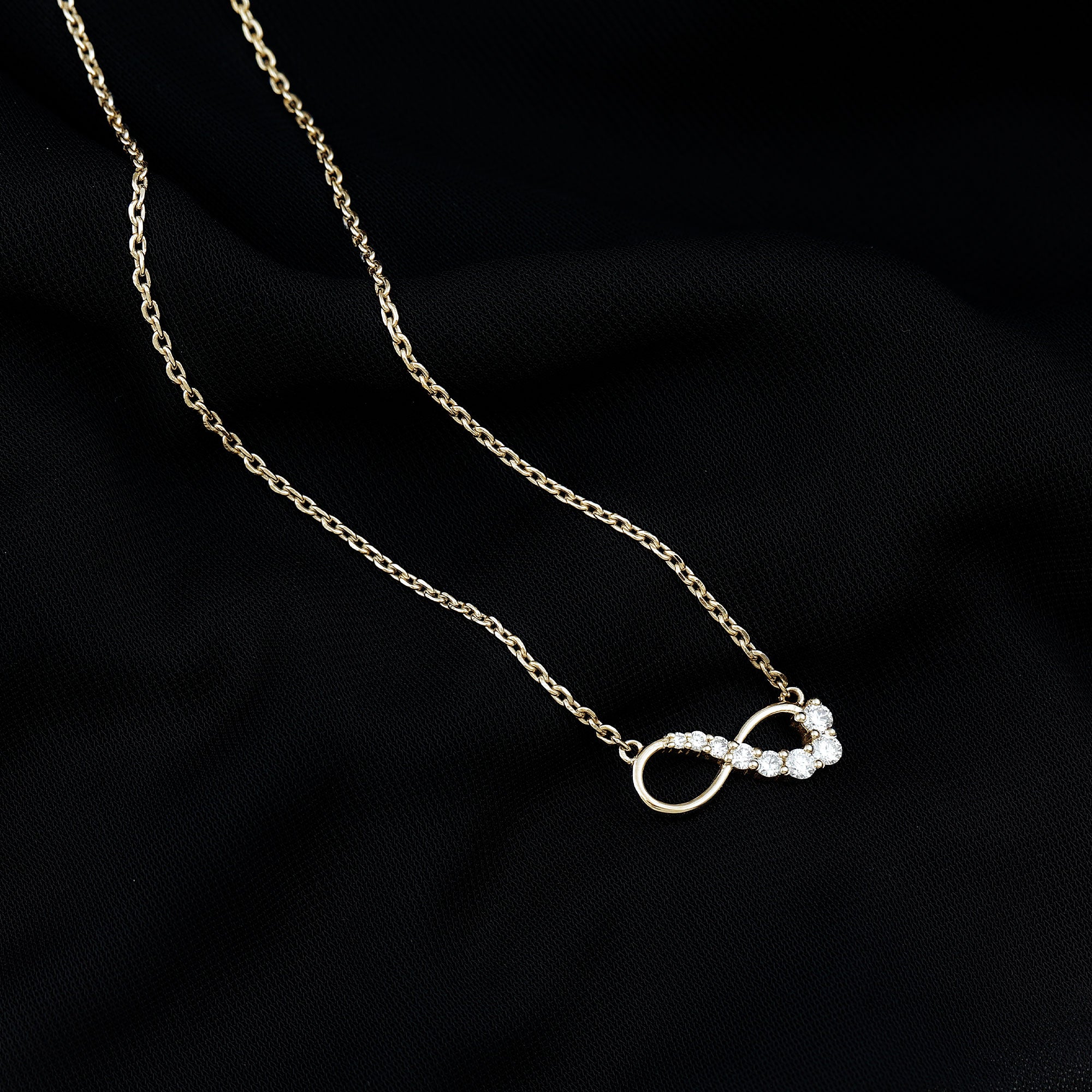 Rosec Jewels-Gold Infinity Pendant Necklace with Diamond For Women