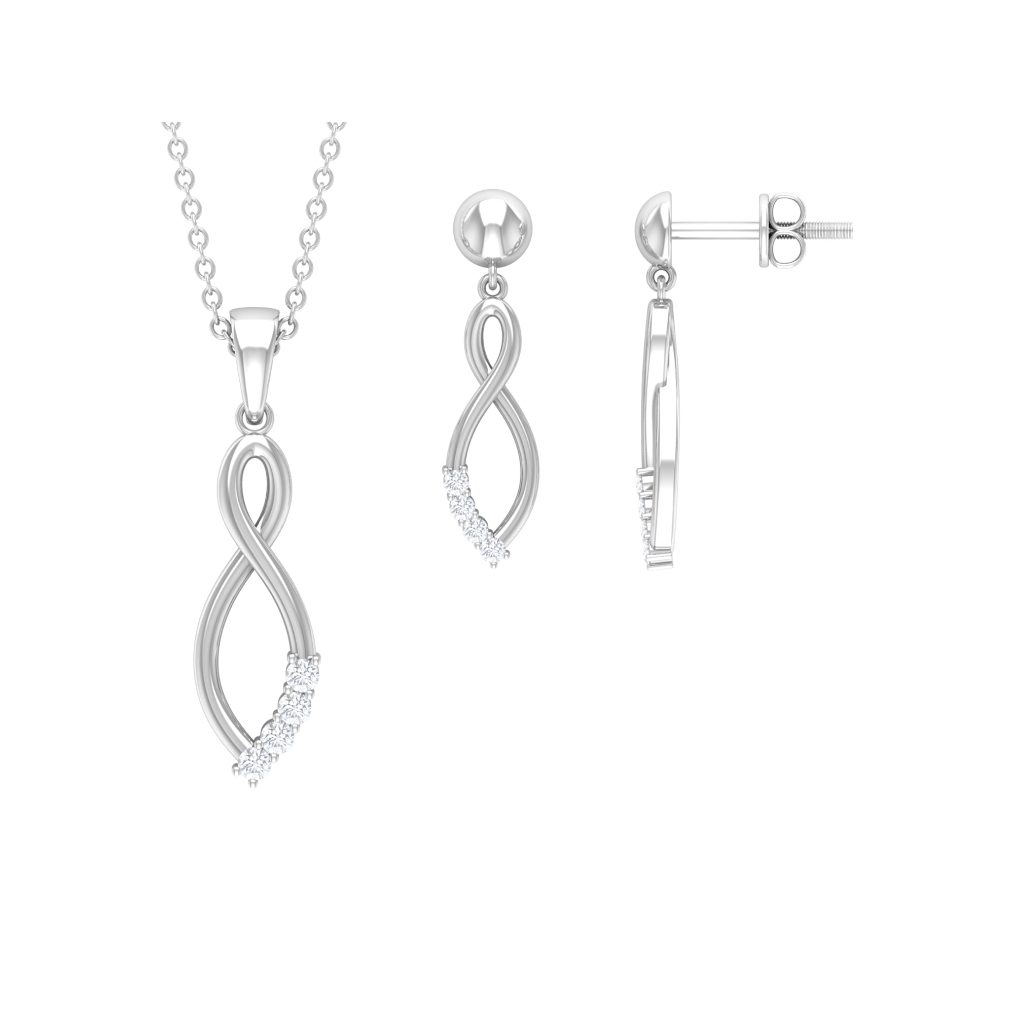 Infinity diamanten gouden sieradenset voor dames