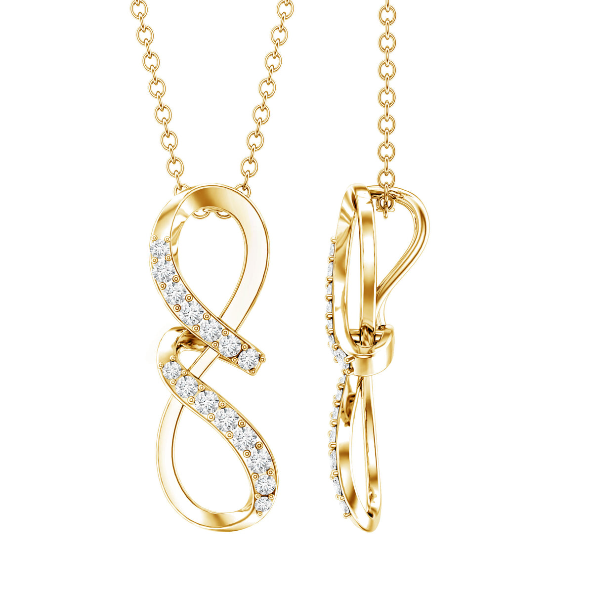 Certified Diamond Twisted Infinity Necklace Lab - ( EF-VS ) - Rosec Jewels