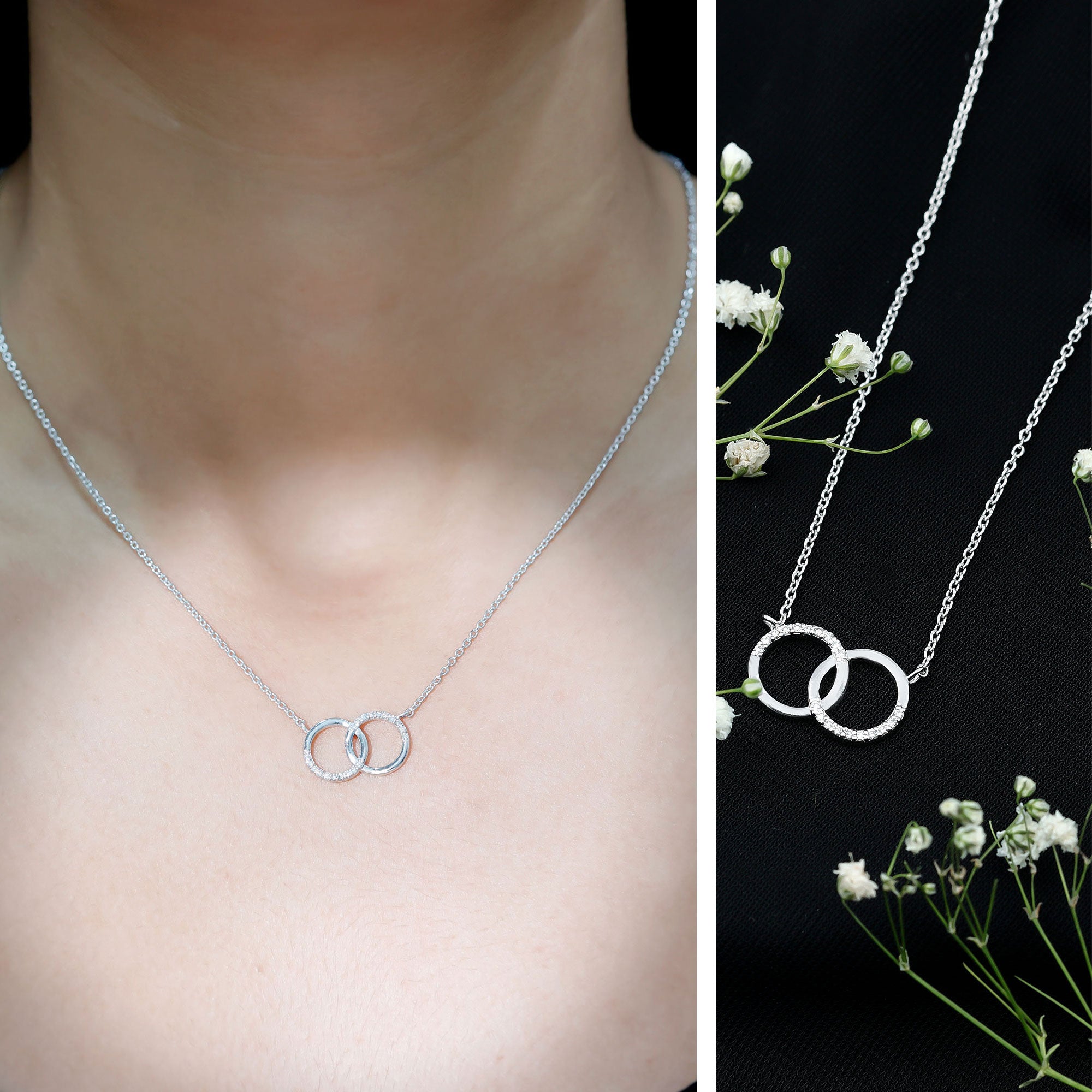 Certified Diamond Circle Pendant Necklace Lab - ( EF-VS ) - Rosec Jewels