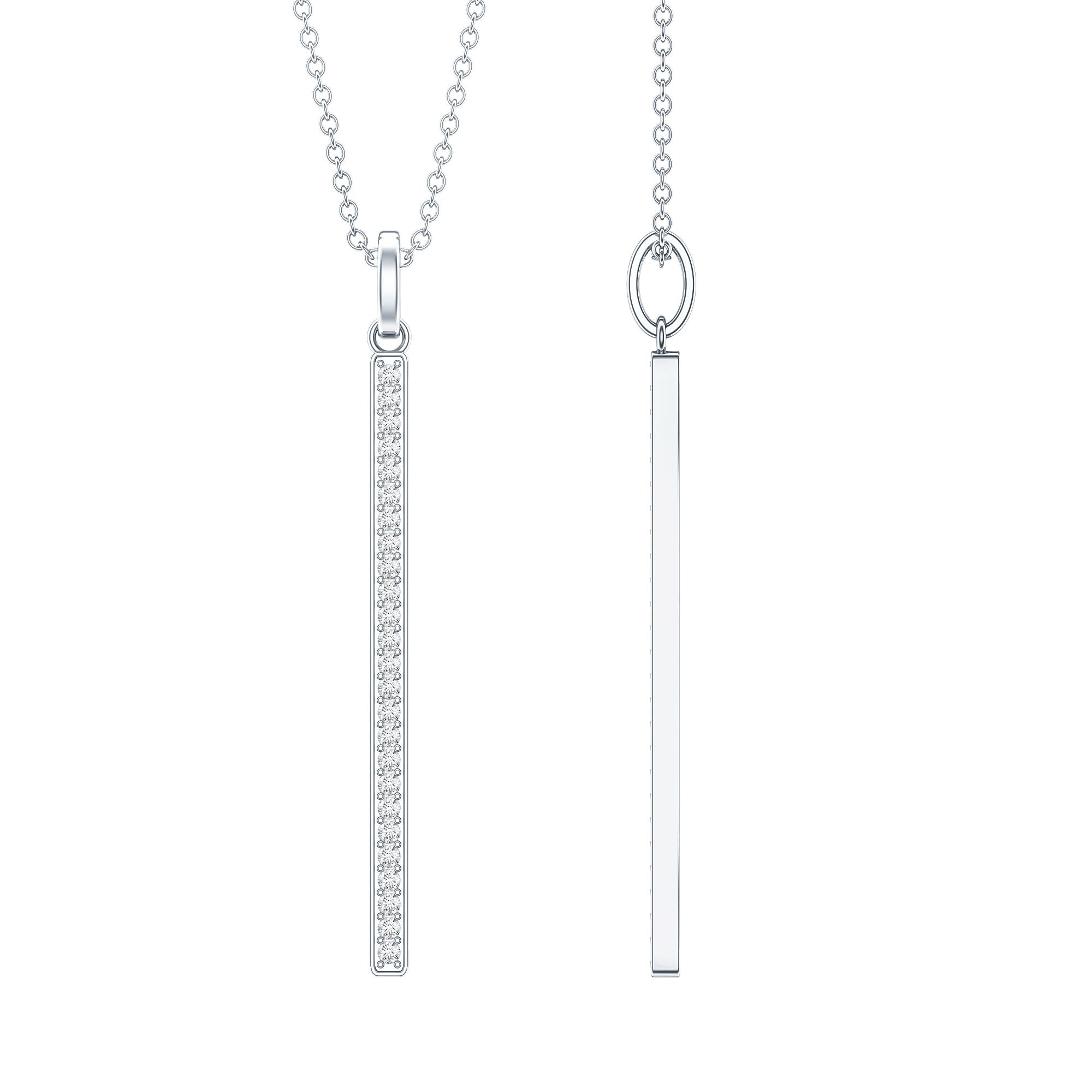 Round Cut Diamond Bar Necklace For Women Lab - ( EF-VS ) - Rosec Jewels
