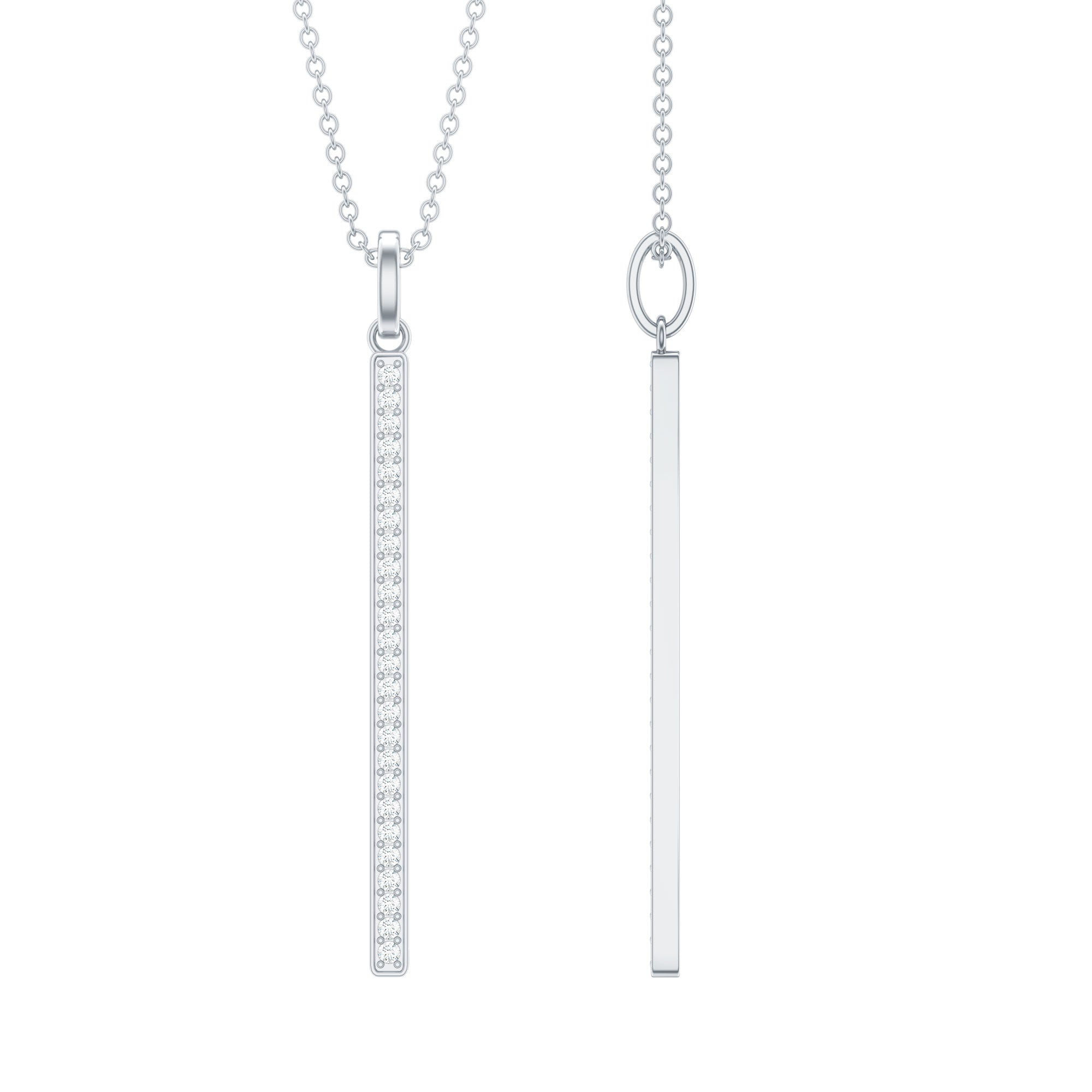 Rosec Jewels-1/4 CT Diamond Vertical Bar Drop Pendant