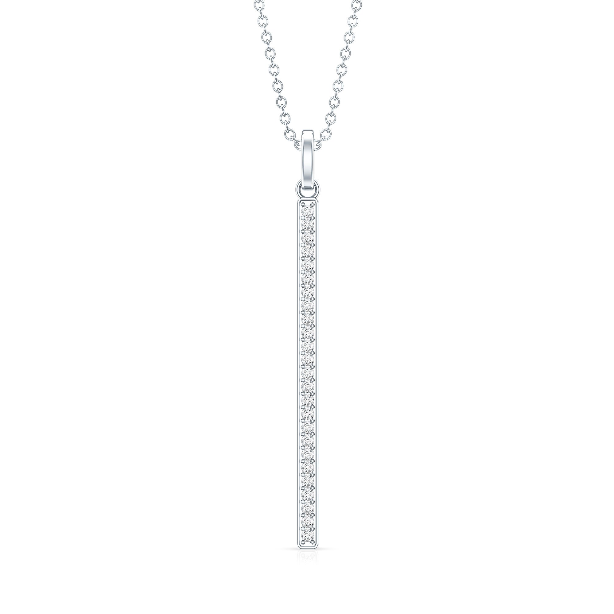 Round Cut Diamond Bar Necklace For Women Lab - ( EF-VS ) - Rosec Jewels