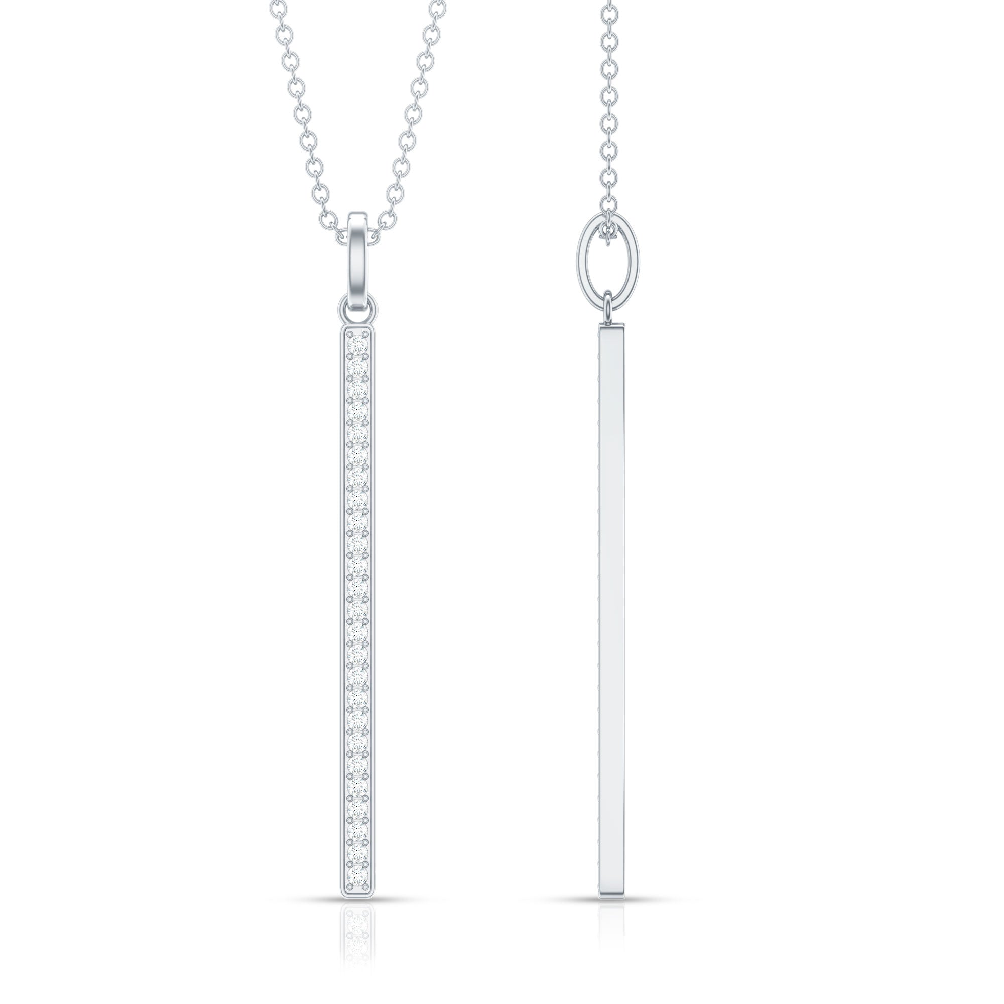 Rosec Jewels-1/4 CT Diamond Vertical Bar Drop Pendant