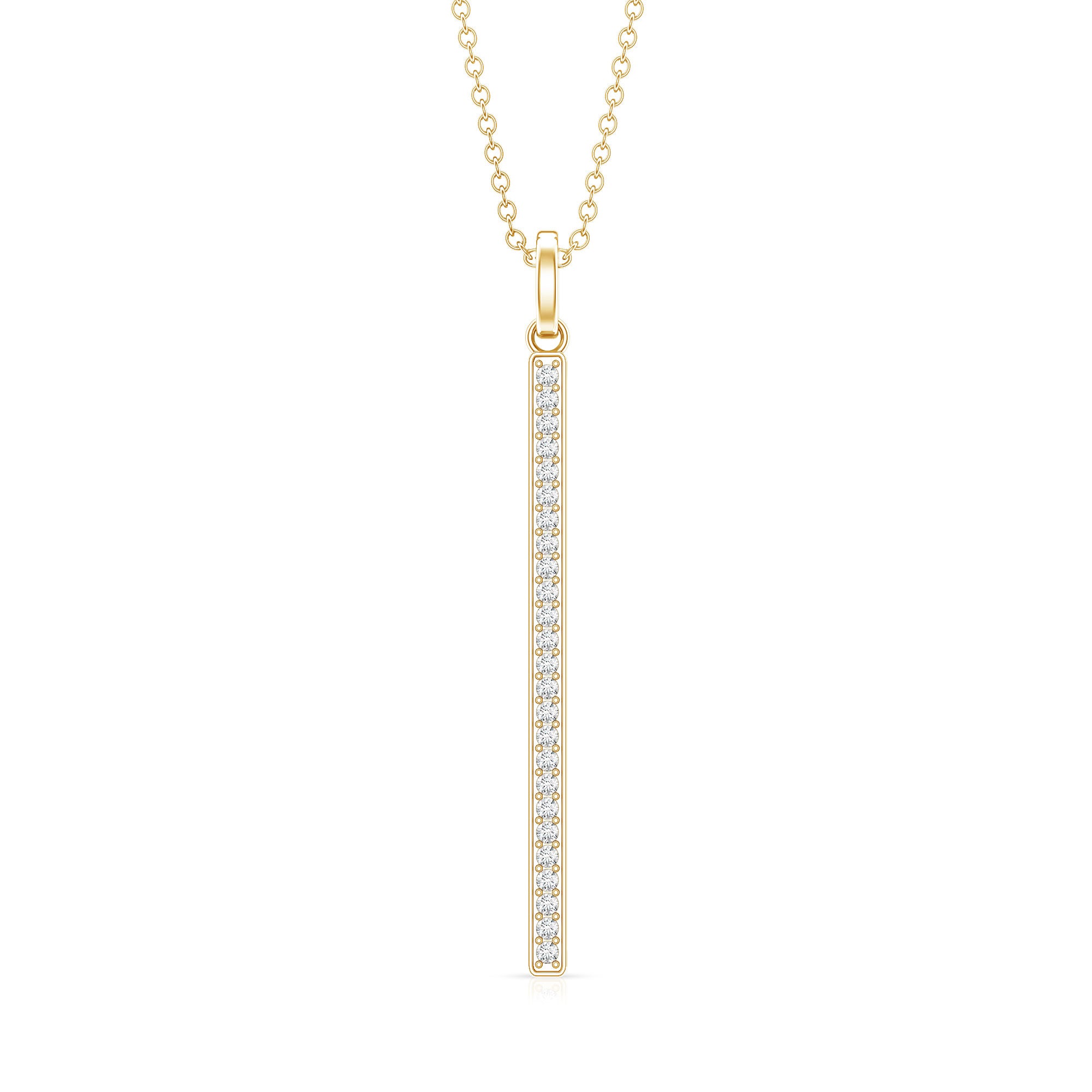 Round Cut Diamond Bar Necklace For Women Lab - ( EF-VS ) - Rosec Jewels