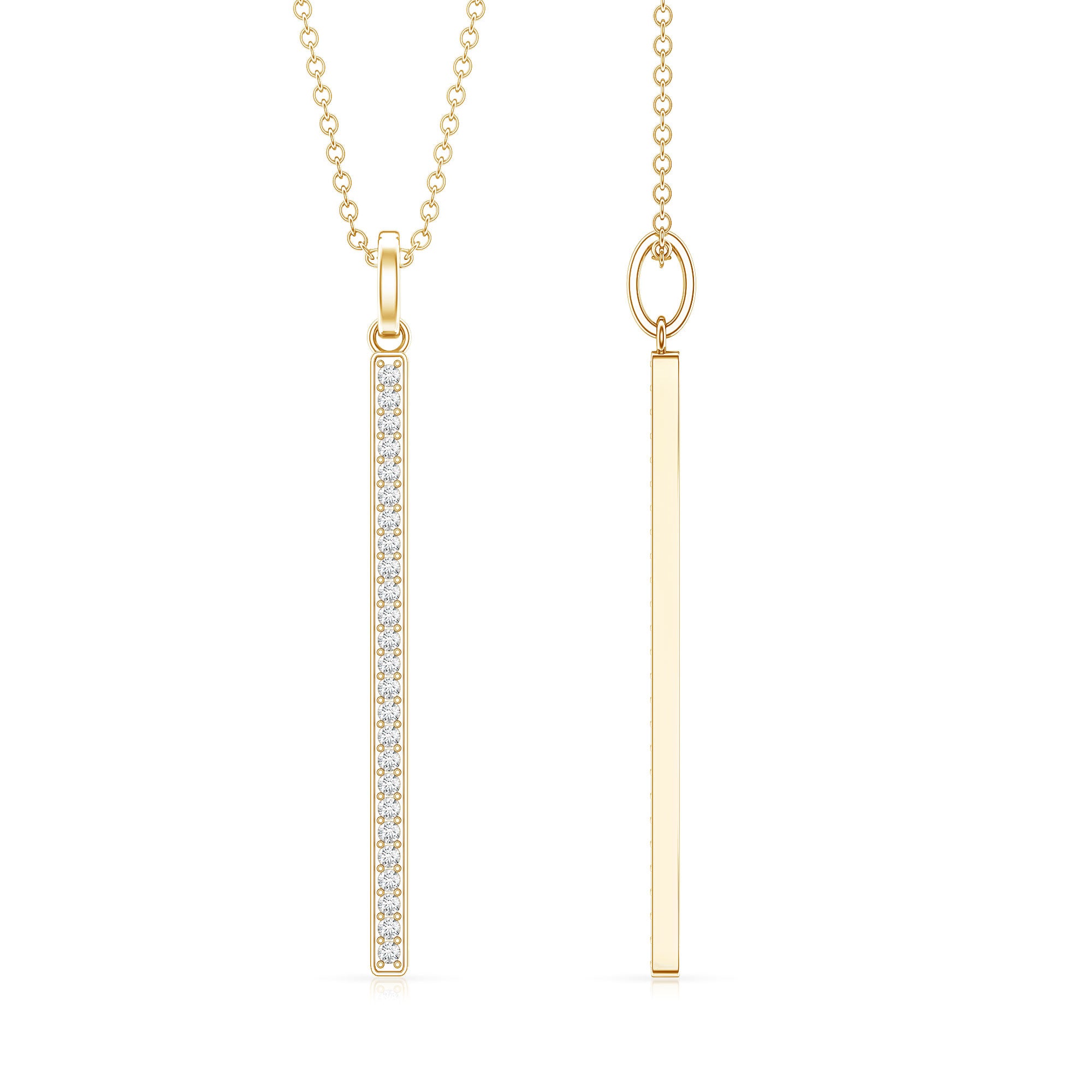 Round Cut Diamond Bar Necklace For Women Lab - ( EF-VS ) - Rosec Jewels
