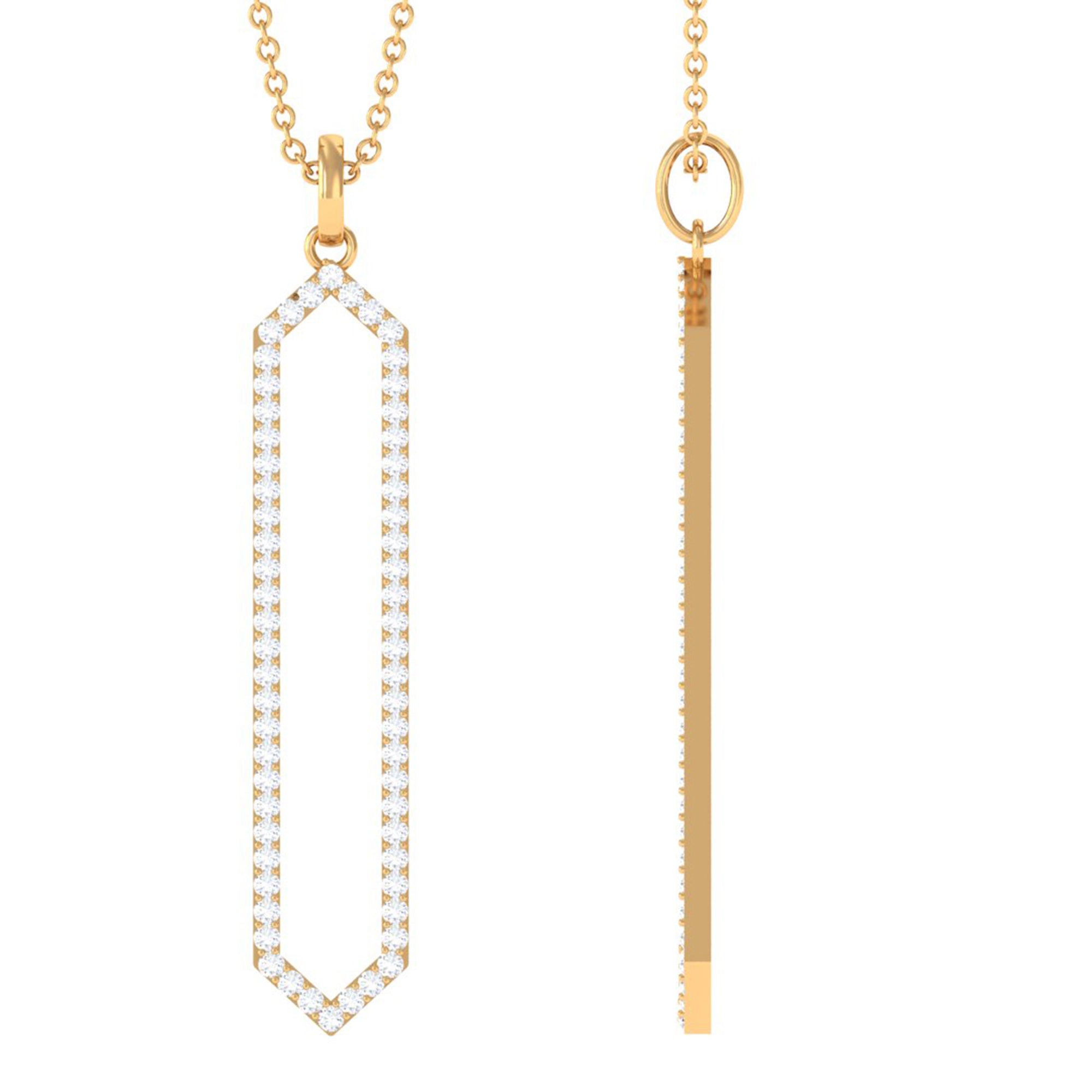 Rosec Jewels-0.50 CT Elegant Hexagonal Diamond Pendant Necklace