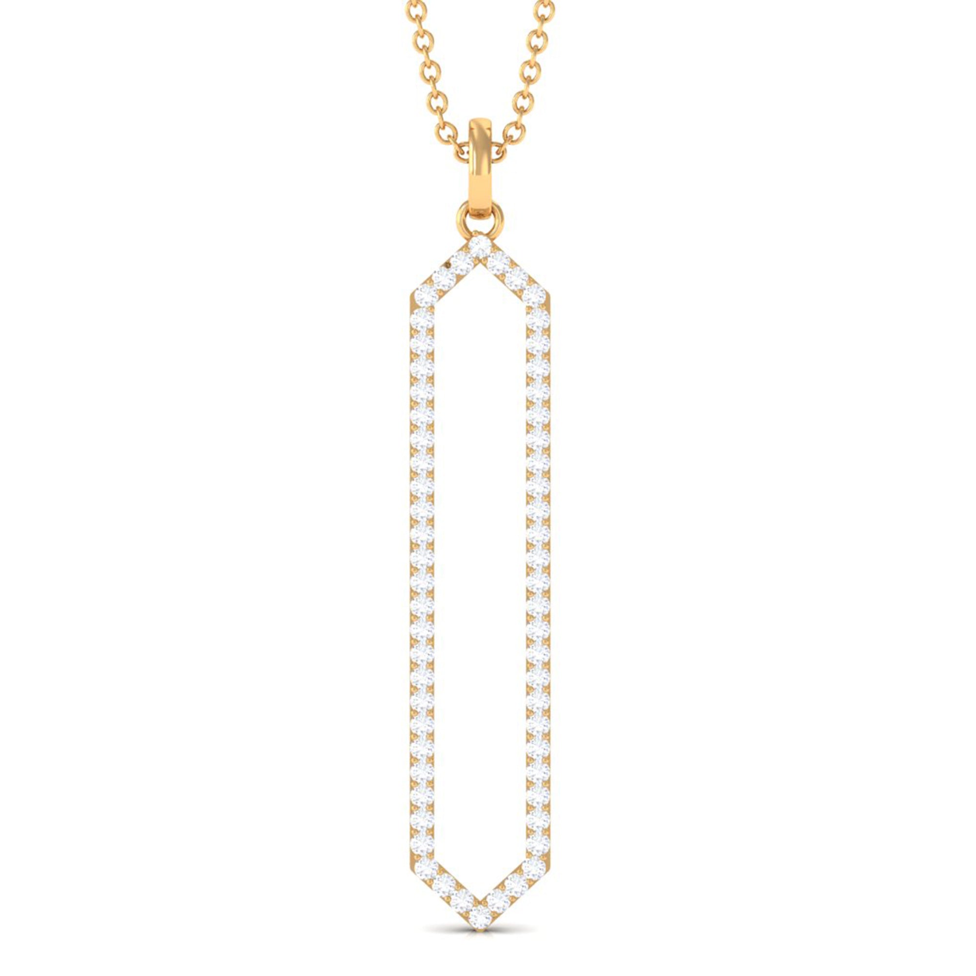 Rosec Jewels-0.50 CT Elegant Hexagonal Diamond Pendant Necklace