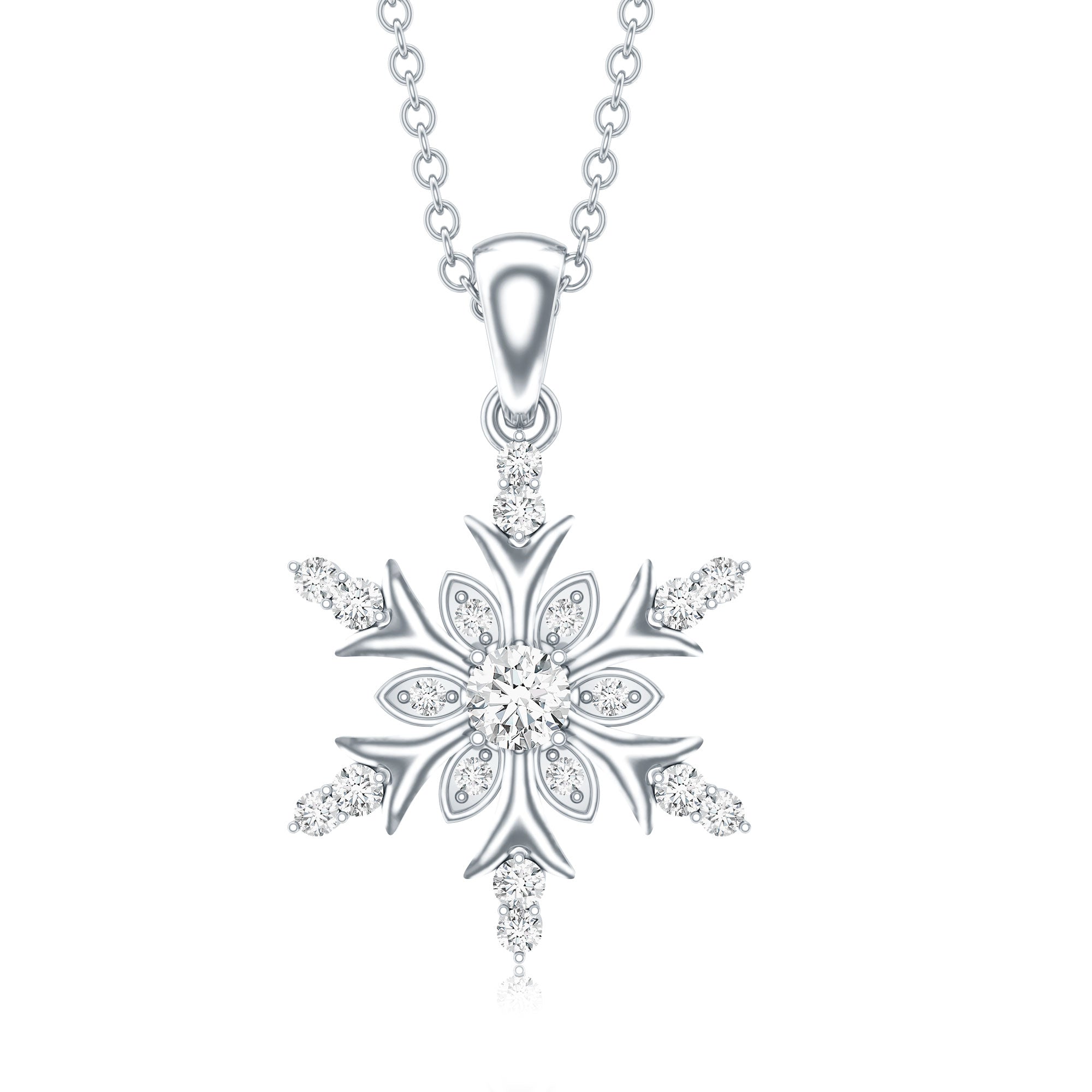 Certified Diamond Snowflake Christmas Necklace Lab - ( EF-VS ) - Rosec Jewels
