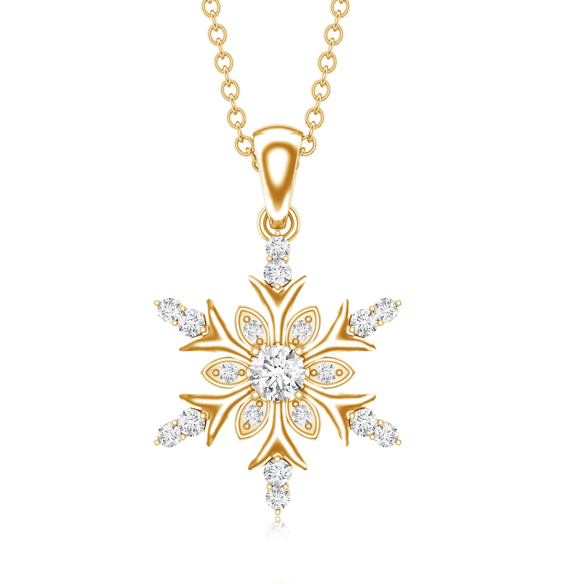 Certified Diamond Snowflake Christmas Necklace Lab - ( EF-VS ) - Rosec Jewels