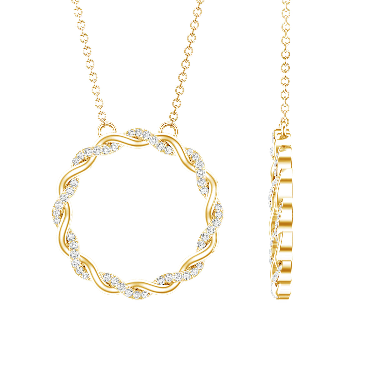Diamond Twisted Eternity Necklace in Pave Setting Lab - ( EF-VS ) - Rosec Jewels