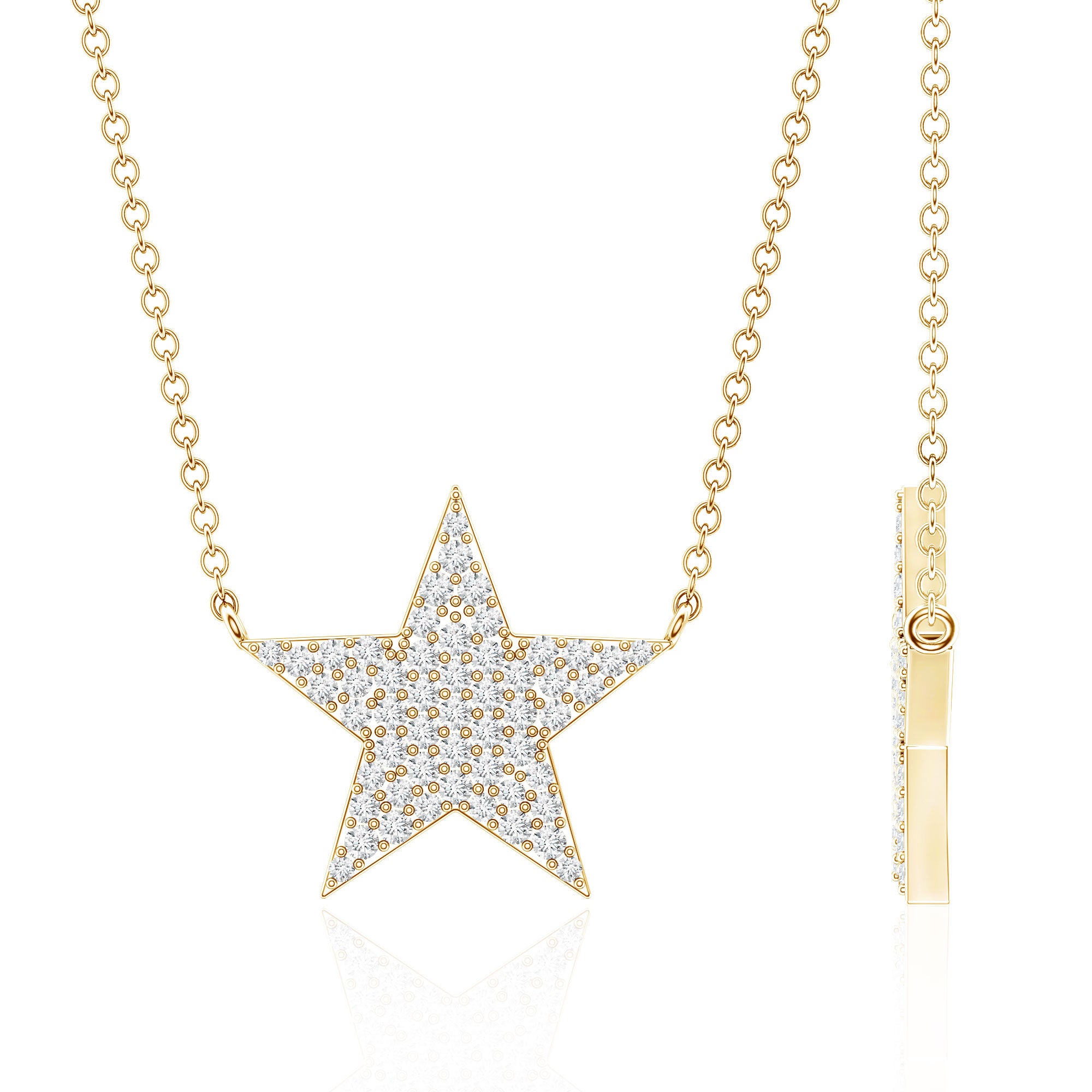 Diamond Star Pendant Necklace in Pave Setting Lab - ( EF-VS ) - Rosec Jewels