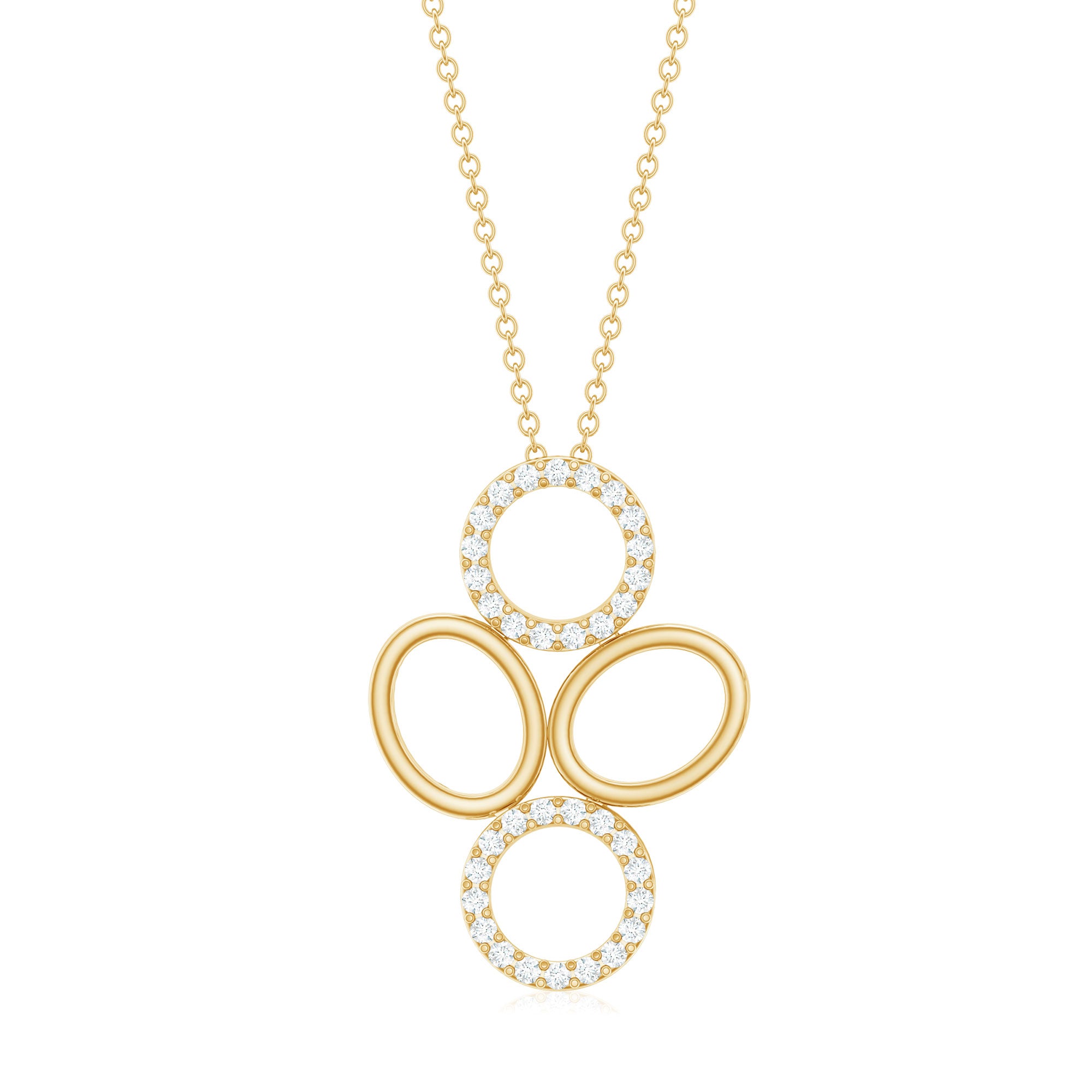 Rosec Jewels-Diamond Contemporary Pendant Necklace in Two Tone Gold