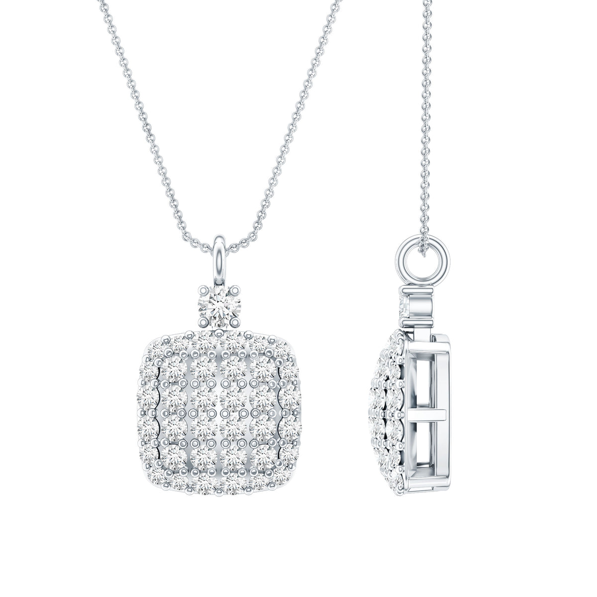 Certified Brilliant Cut Diamond Pendant Necklace Lab - ( EF-VS ) - Rosec Jewels