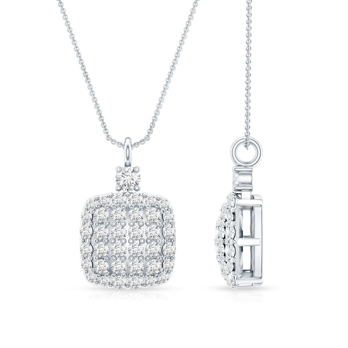 Certified Brilliant Cut Diamond Pendant Necklace Lab - ( EF-VS ) - Rosec Jewels