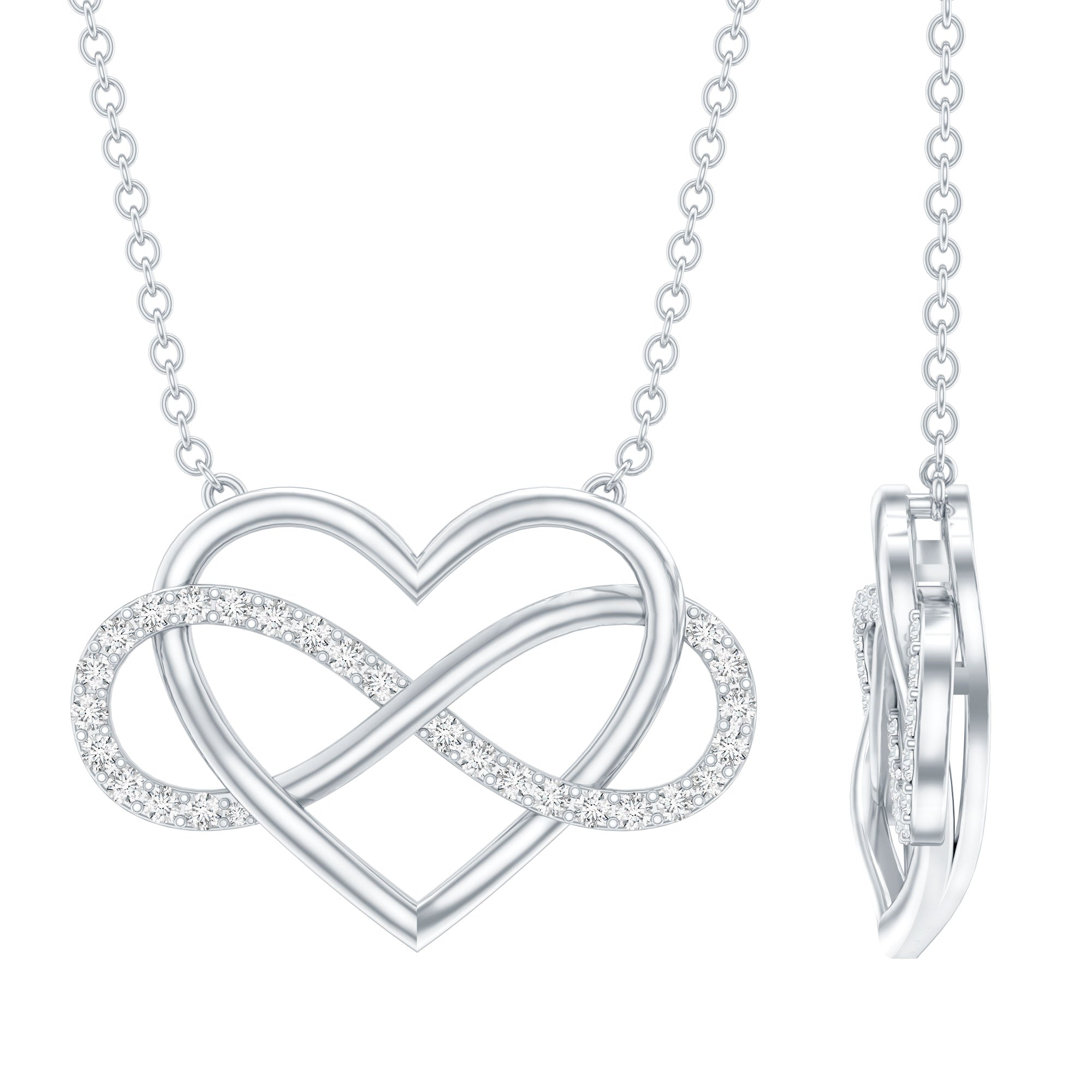 Certified Diamond Infinity Heart Necklace Lab - ( EF-VS ) - Rosec Jewels