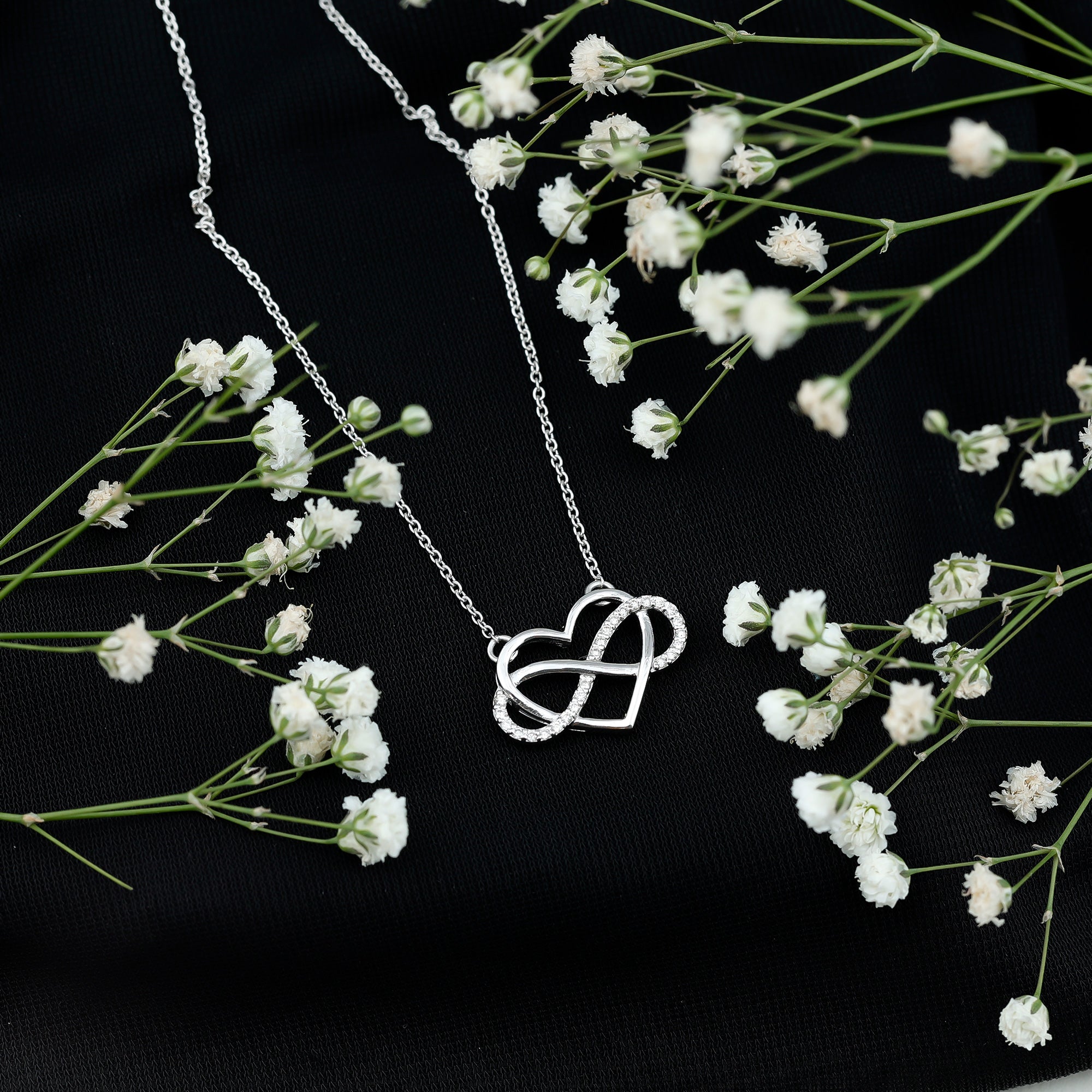 Certified Diamond Infinity Heart Necklace Lab - ( EF-VS ) - Rosec Jewels