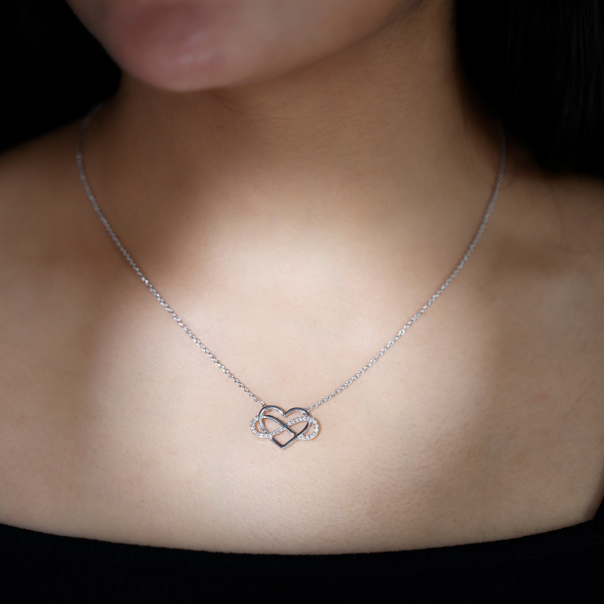Certified Diamond Infinity Heart Necklace Lab - ( EF-VS ) - Rosec Jewels
