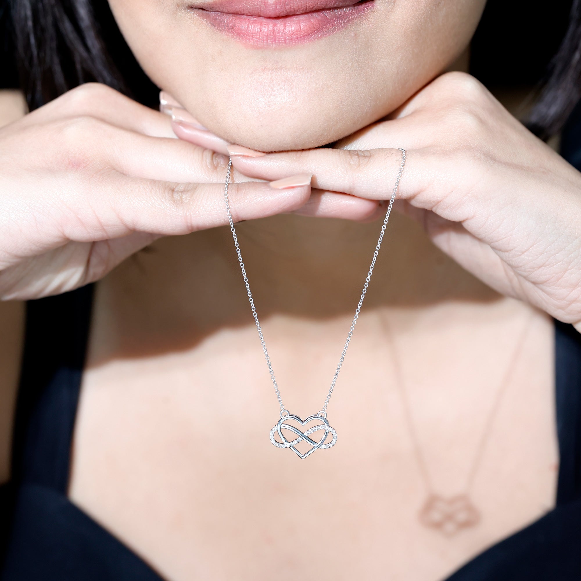 Certified Diamond Infinity Heart Necklace Lab - ( EF-VS ) - Rosec Jewels