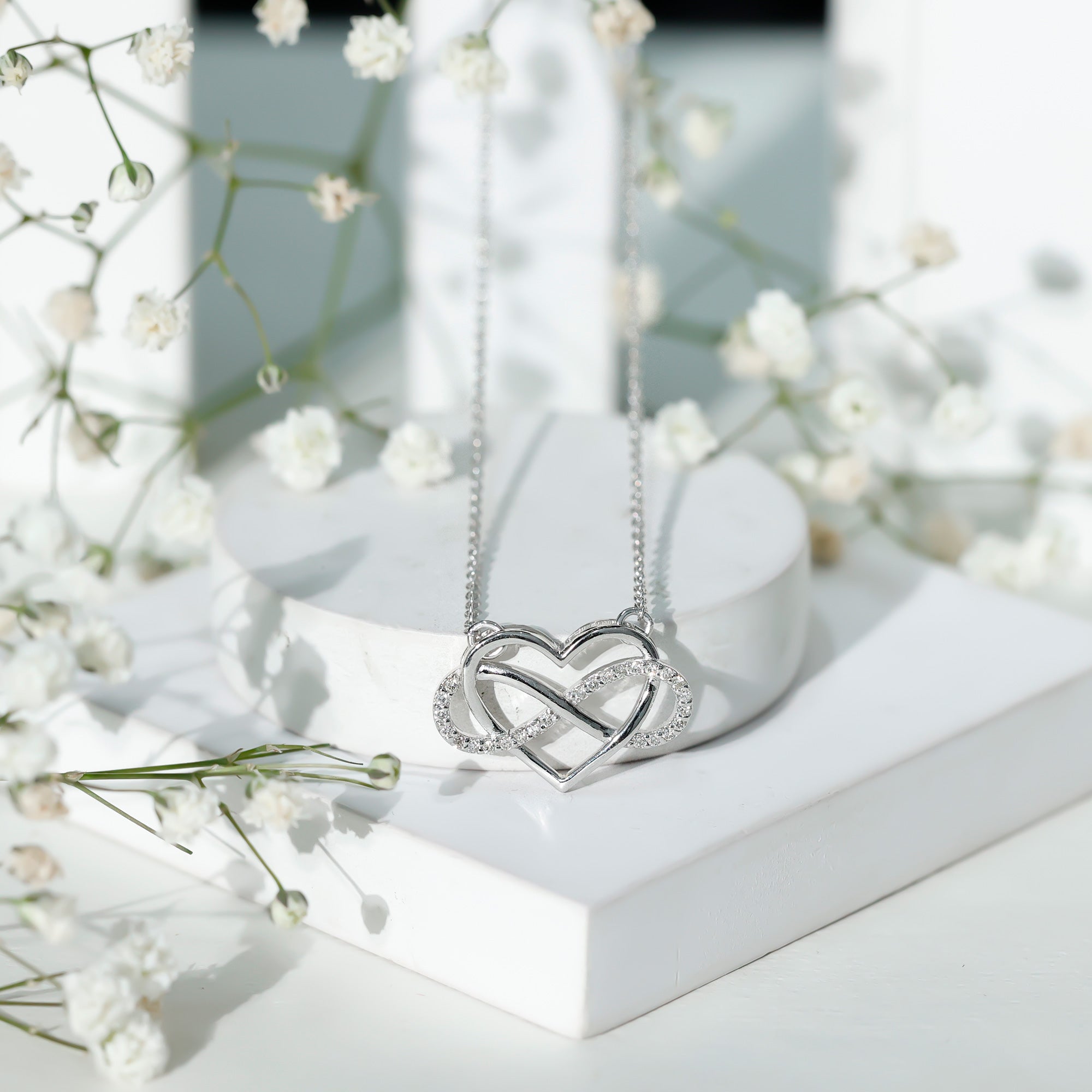 Certified Diamond Infinity Heart Necklace Lab - ( EF-VS ) - Rosec Jewels