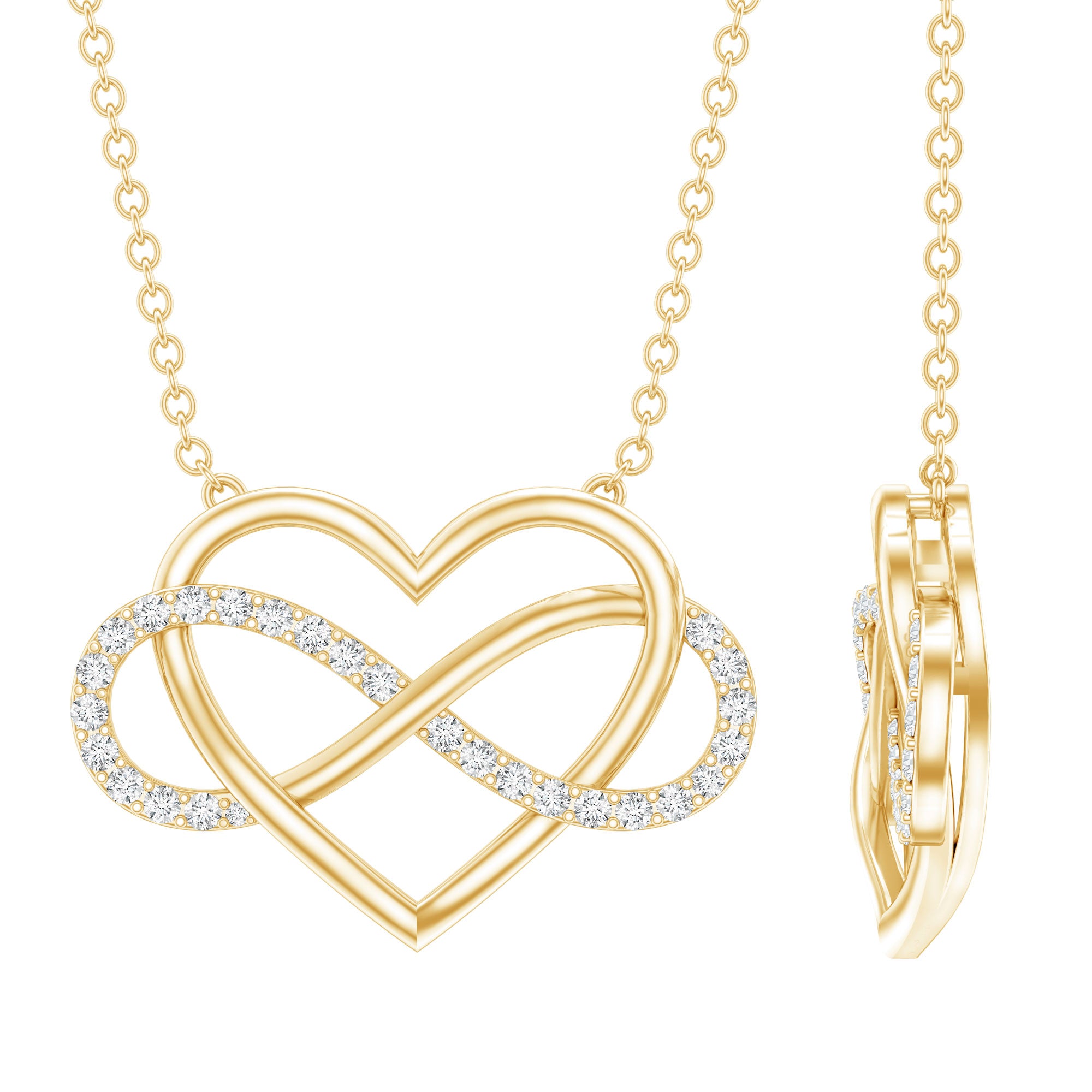 Certified Diamond Infinity Heart Necklace Lab - ( EF-VS ) - Rosec Jewels