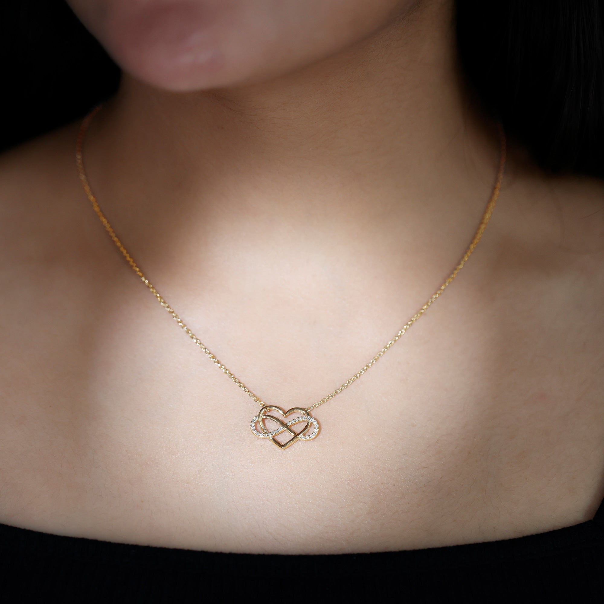 Certified Diamond Infinity Heart Necklace Lab - ( EF-VS ) - Rosec Jewels