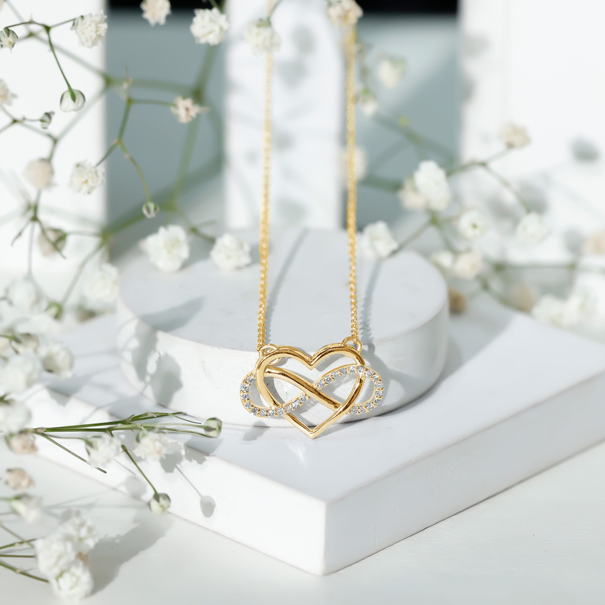 Certified Diamond Infinity Heart Necklace Lab - ( EF-VS ) - Rosec Jewels