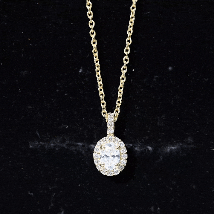 Oval Shaped Real Diamond Pendant Necklace With Chain Natural - ( HI-SI ) - Rosec Jewels