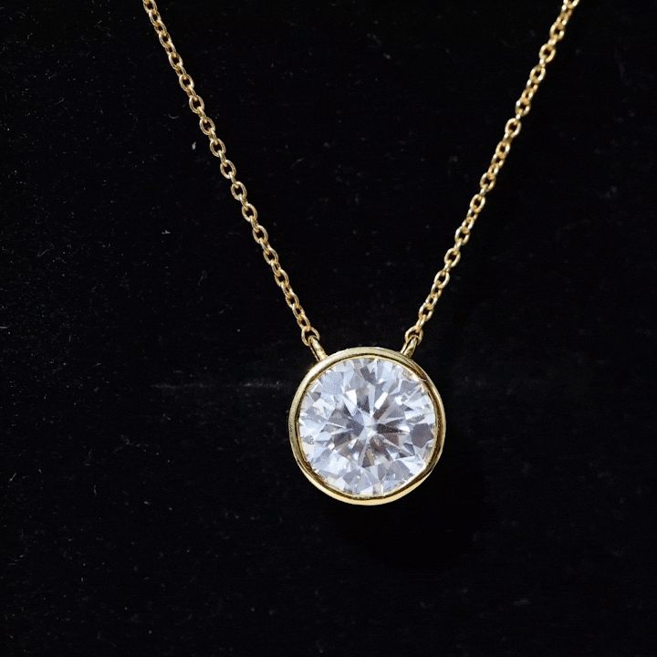 Bezel Set 3 Carat Moissanite Solitaire Necklace D-VS1 - Rosec Jewels