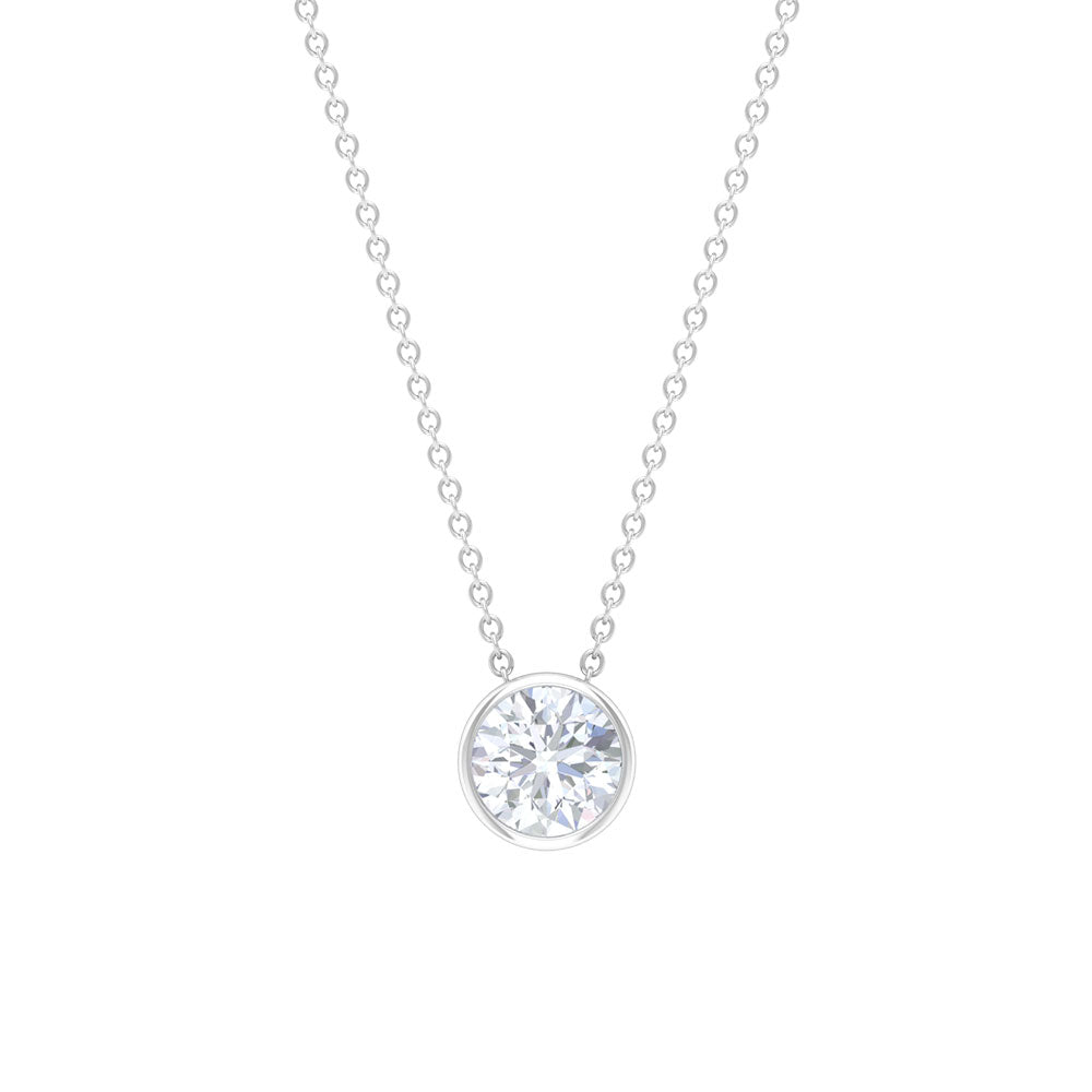 Bezel Set Moissanite Solitaire Necklace