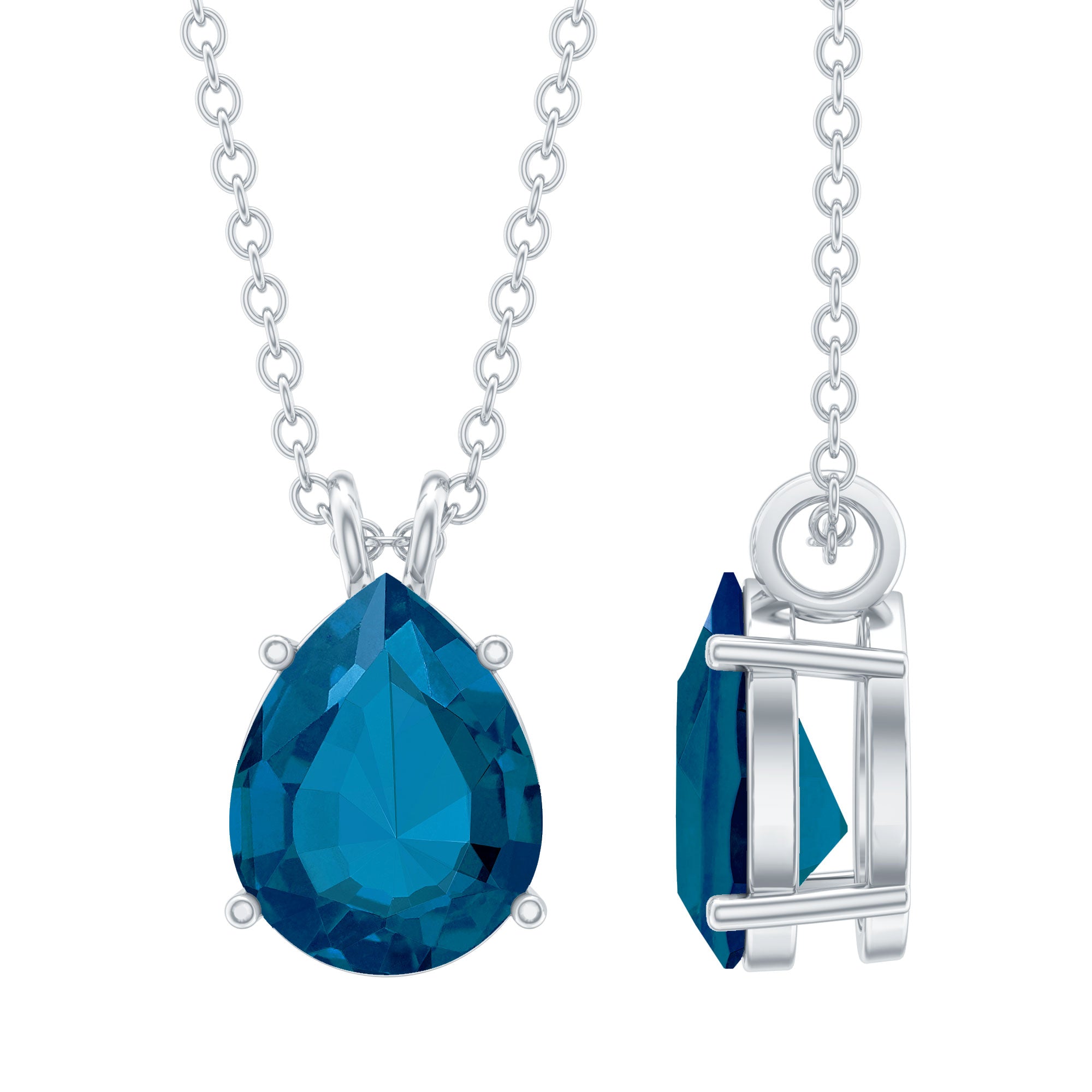 7X9 MM Pear Cut London Blue Topaz-hanger voor dames