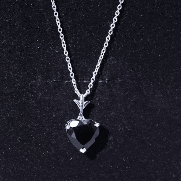 Natural Black Spinel Heart Necklace for Women AAA - Rosec Jewels