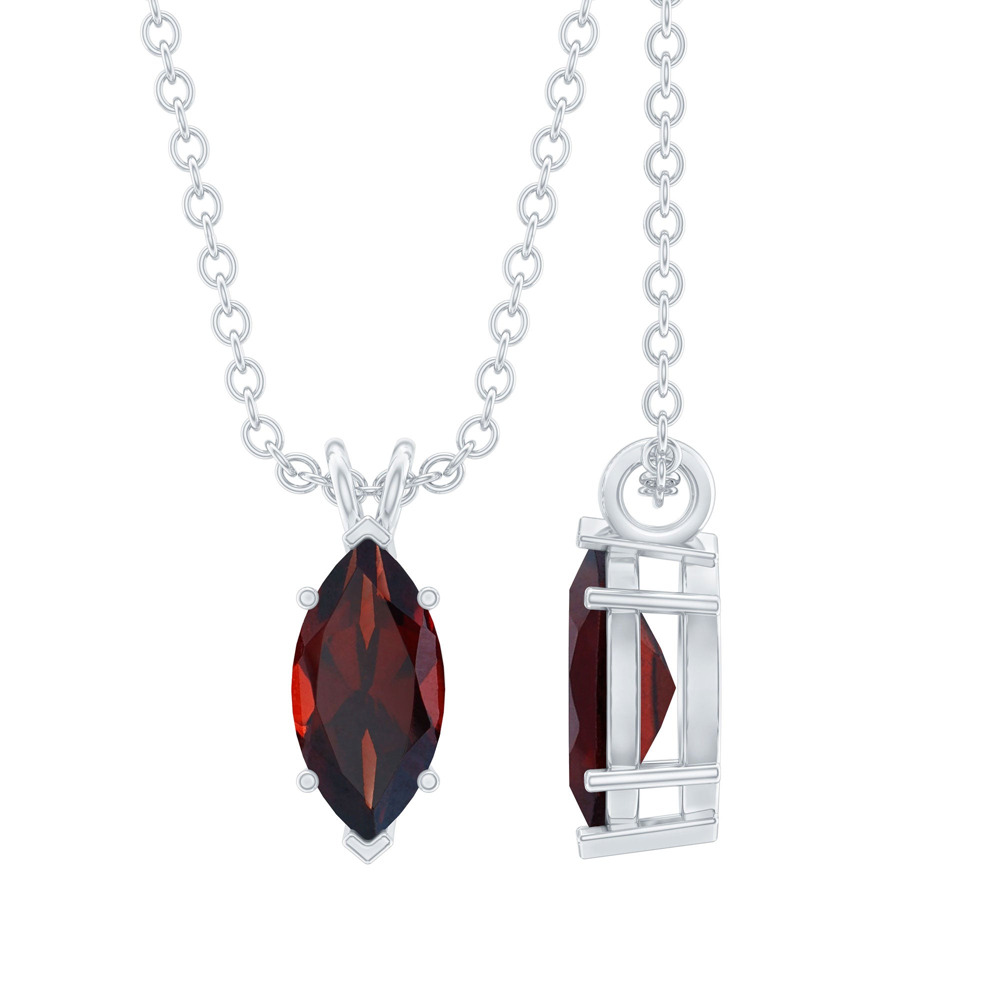 Real Garnet Marquise Necklace with Chain